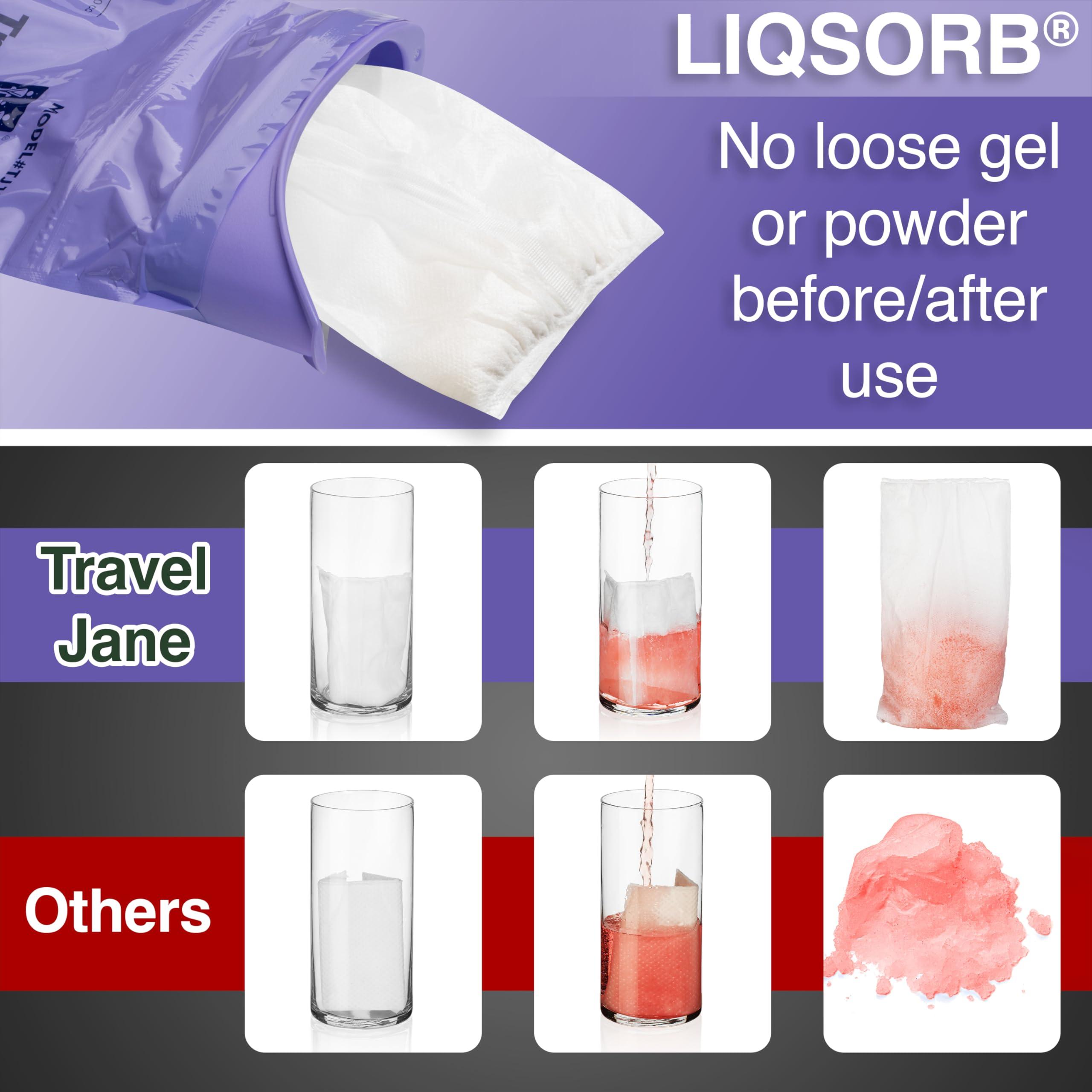 TravelJohn TravelJane Resealable Disposable Urinal for All Genders, Adults, and Children (6 Pack) Designed for Emergencies, Travel, Camping, Long Car Rides and More - 28oz/800ml Capacity (TJ1T-C)