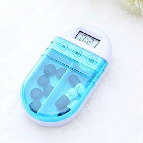 rosenice ROSENICE Portable Electronic Digital Pill Box Timer with Alarm Smart Pill Case Reminder with 2 Compartments