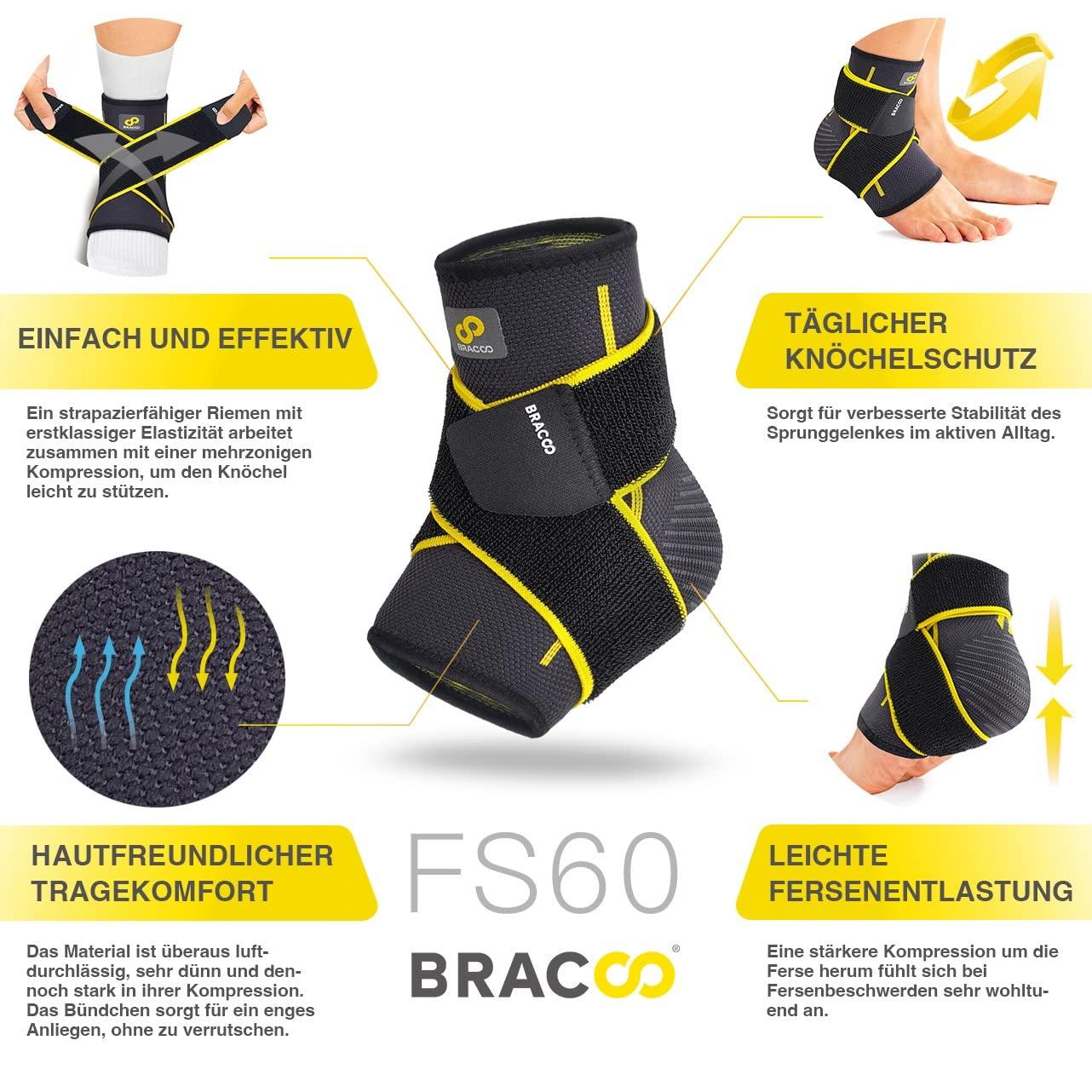 Bracoo Bracoo KS10 Adjustable Compression Knee Patellar Tendon Support Brace (Black) FS60 Ankle Airy Sleeve Brace, 1 Pair, Black (S/M)