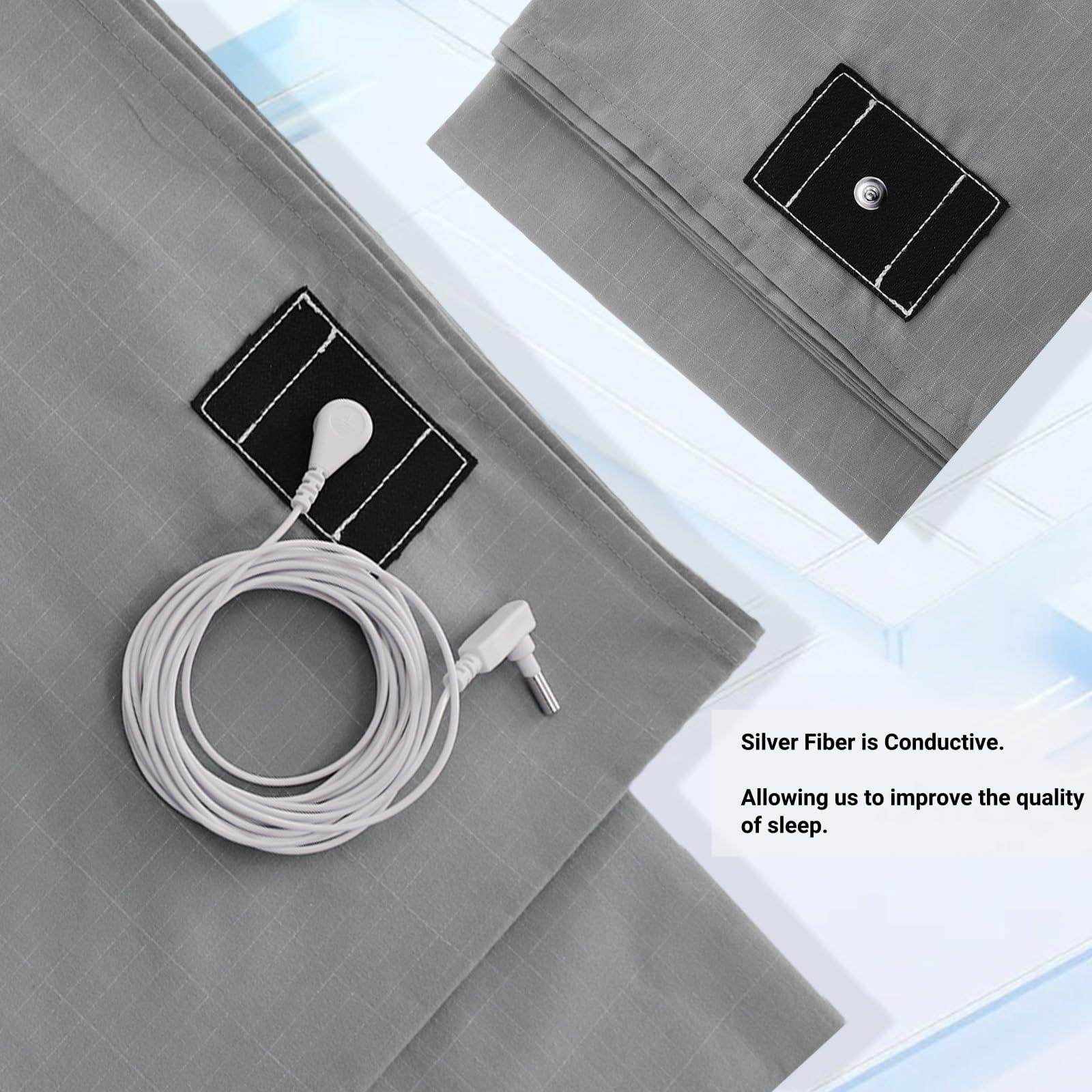 VAJOOCLL Grounding Sheet- 5% Silver Fiber with Grounding Cord, Grounding Sheets for Better Sleep and Native Health (35x90Inch).