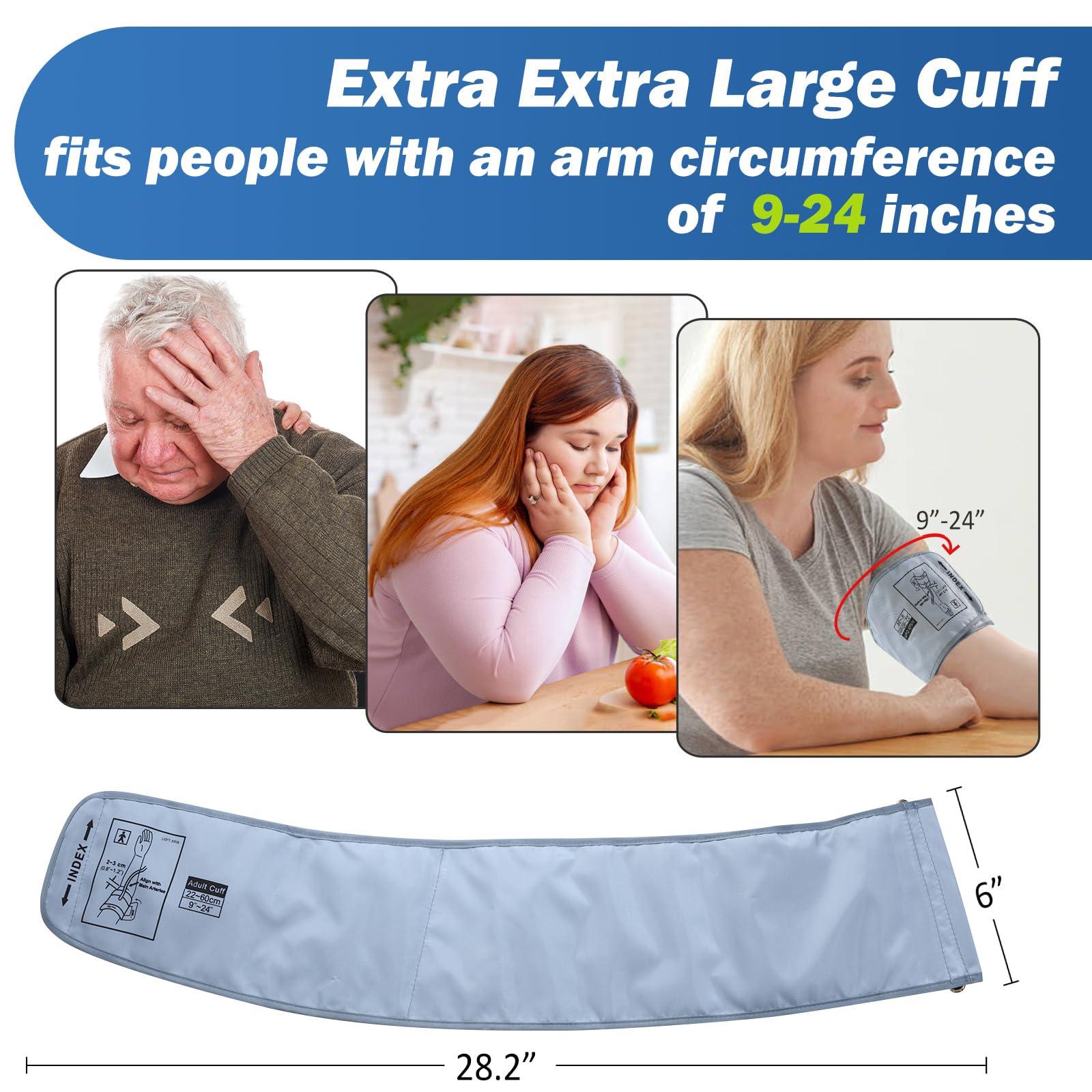 ELERA XXL Blood Pressure Cuff 9-24 (22-60CM) Compatible with All Automatic Blood Pressure Monitors, Extra Large BP Replacement Cuff for Big Arms - Includes 6 Connectors