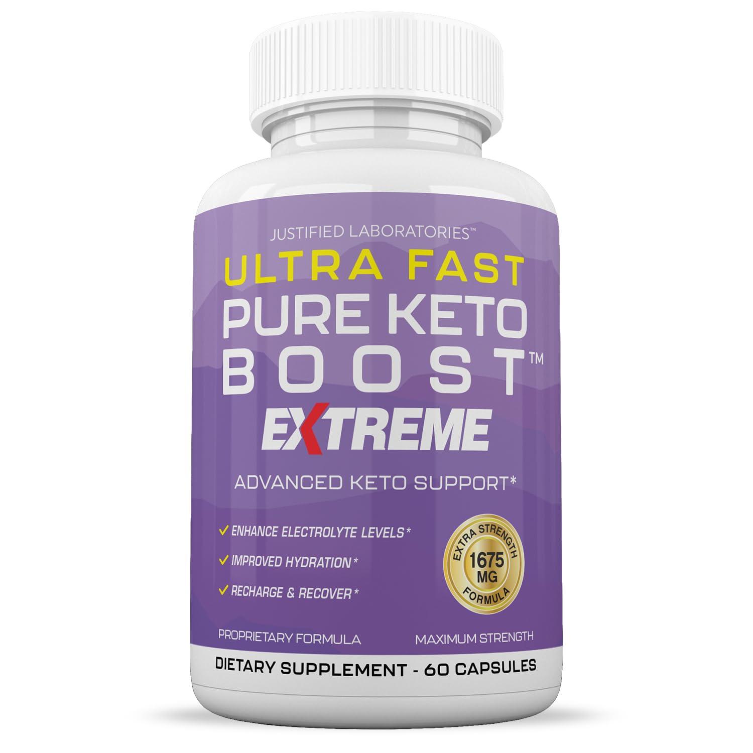 Justified Laboratories Ultra Fast Pure Keto Boost Extreme Keto Pills 1675MG New & Improved Formula Contains Apple Cider Vinegar Extra Virgin Olive Oil Powder Green Tea Leaf 60 Capsules
