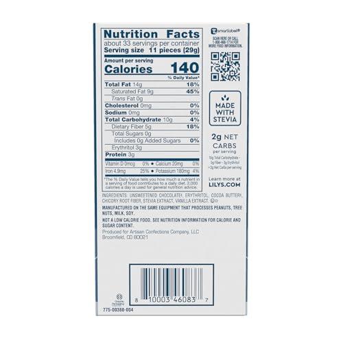 Lily's LILY\'S Extremely Dark Extra Dark Chocolate Style No Sugar Added, Sweets Bars, 2.8 oz (12 Count)