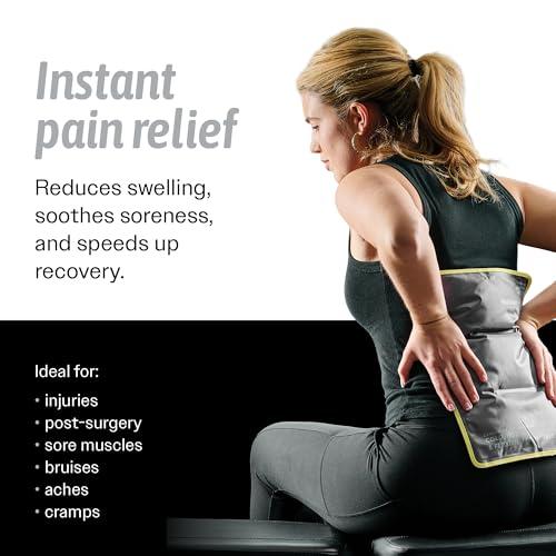 Sport Temp Reusable Gel Ice Packs - Flexible When Frozen for Injuries, Hip, Shoulder, Back, Knee - Hot & Cold Therapy Compress to Reduce Swelling, Bruises, Surgery, Heat & Cold (Black Large - 2PK -14 x 11)