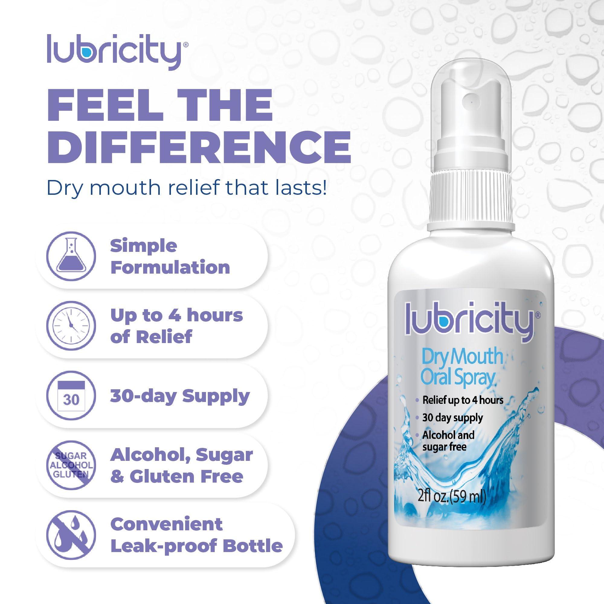 Lubricity Lubricity Dry Mouth Oral Spray for Symptomatic Relief of Dry Mouth, Flavorless - 2 oz, 30 Day Supply