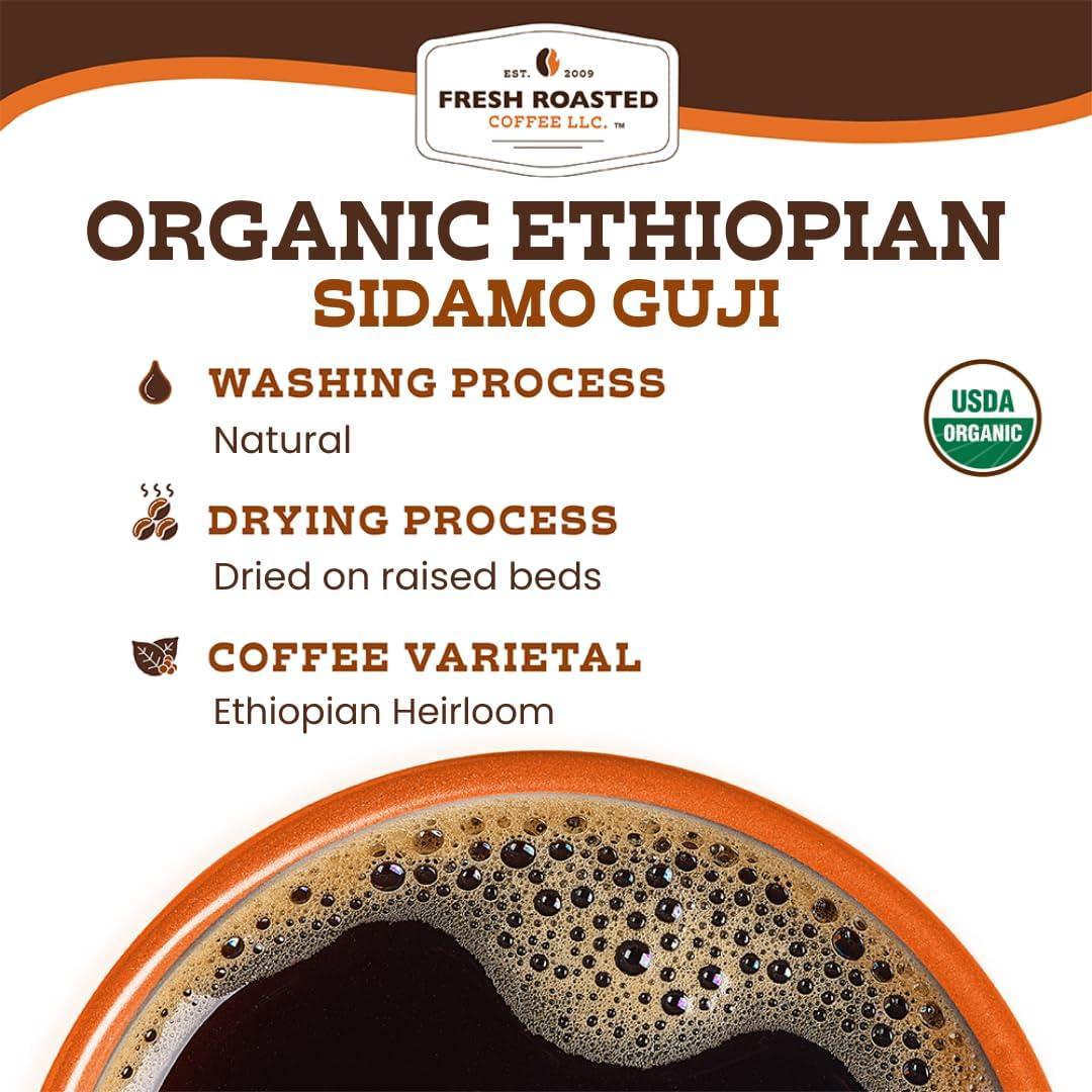 Fresh Roasted Coffee Fresh Roasted Coffee, Ethiopian Sidamo Guji, 2 lb (32 oz), Light Roast, Kosher, Ground