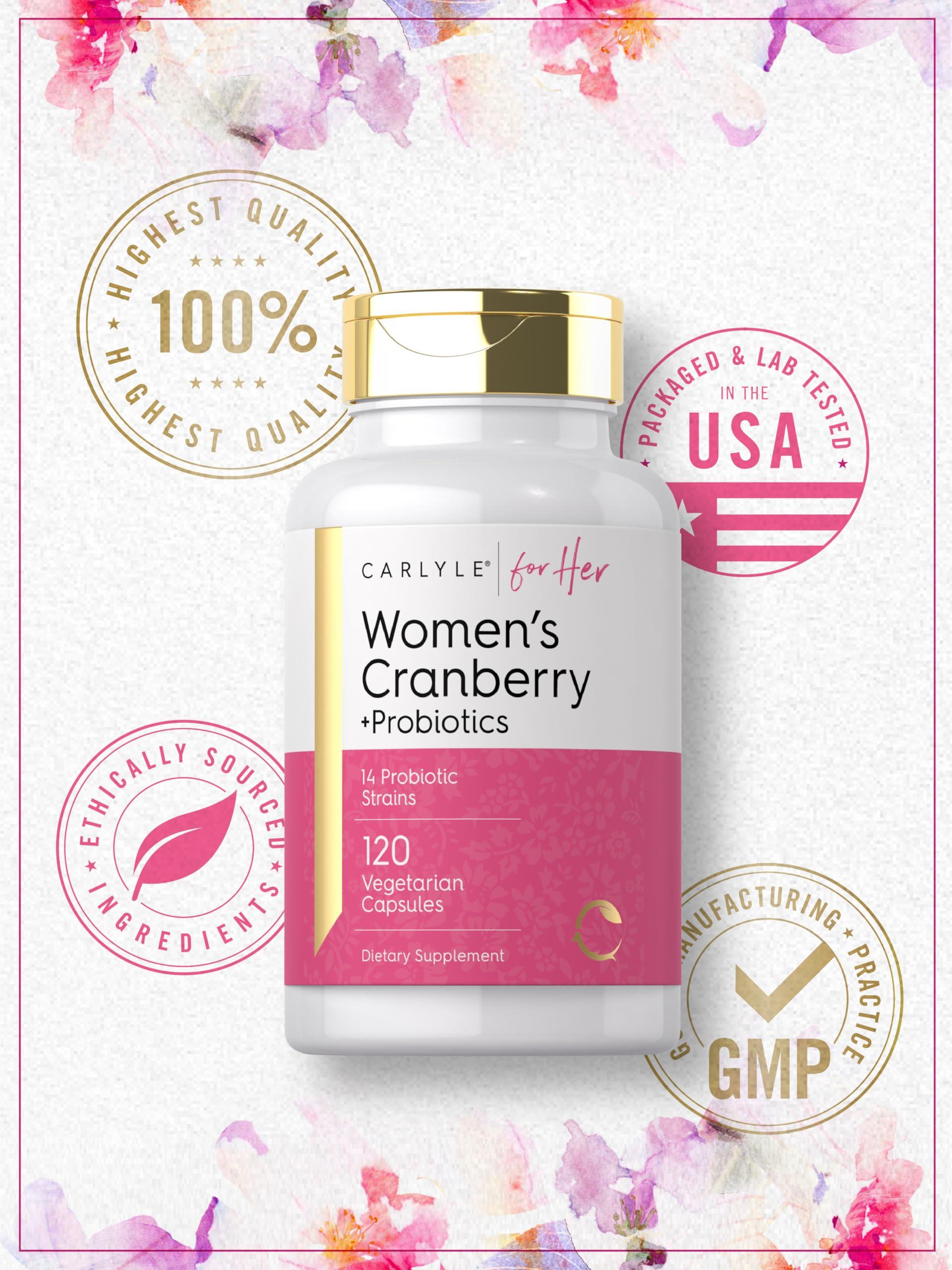 Carlyle Carlyle Women's Cranberry Plus Probiotics | 120 Capsules | with 14 Probiotic Strains | Vegetarian, Non-GMO, Gluten Free Supplement | for Her