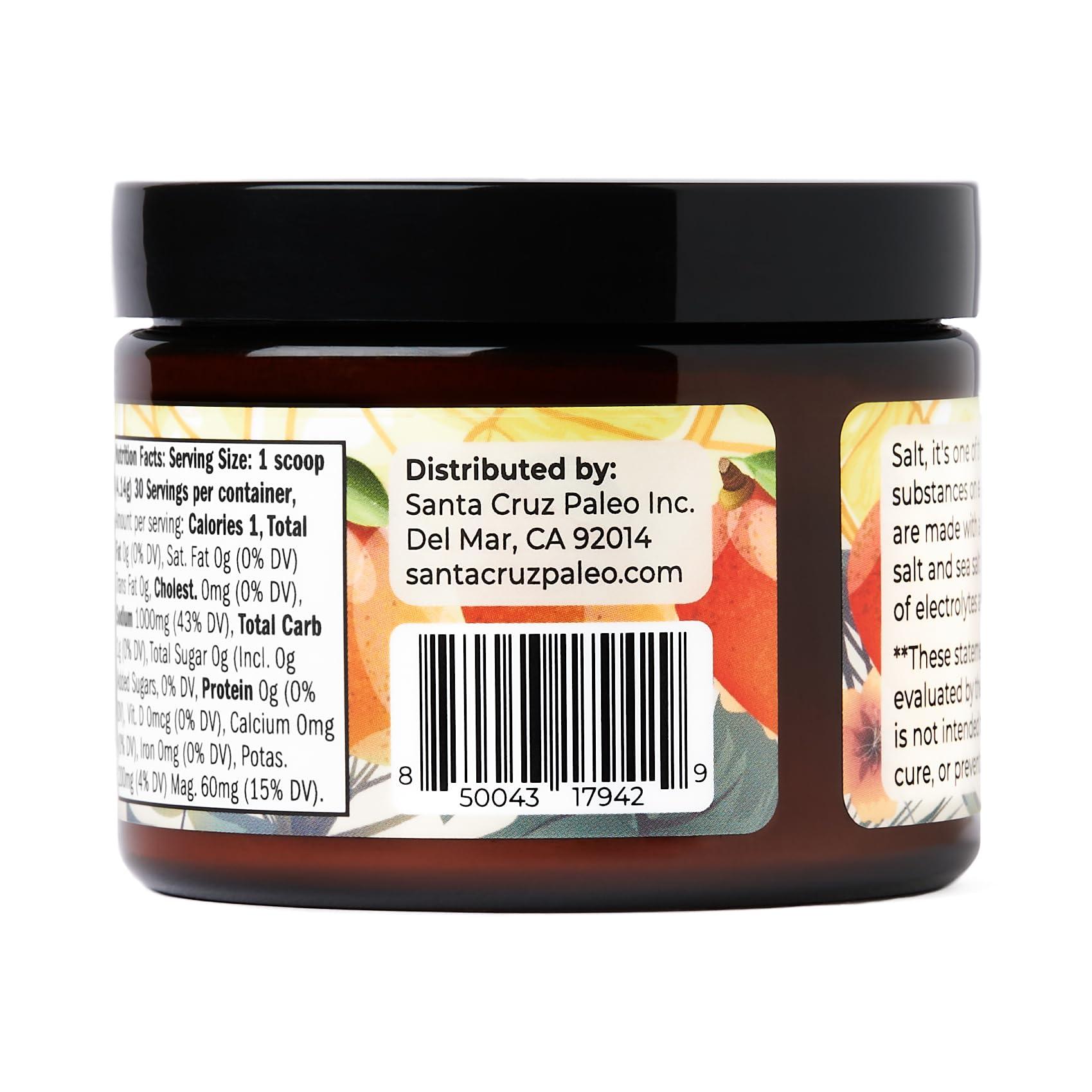 Santa Cruz Paleo Santa Cruz Paleo Real Salt Electrolytes Powder, Mango Lemonade, Hydration Drink Mix Made with Himalayan Pink Salt, Sea Salt, Gluten Free, Keto, Sugar Free, Paleo, 30 Servings, 1 Jar