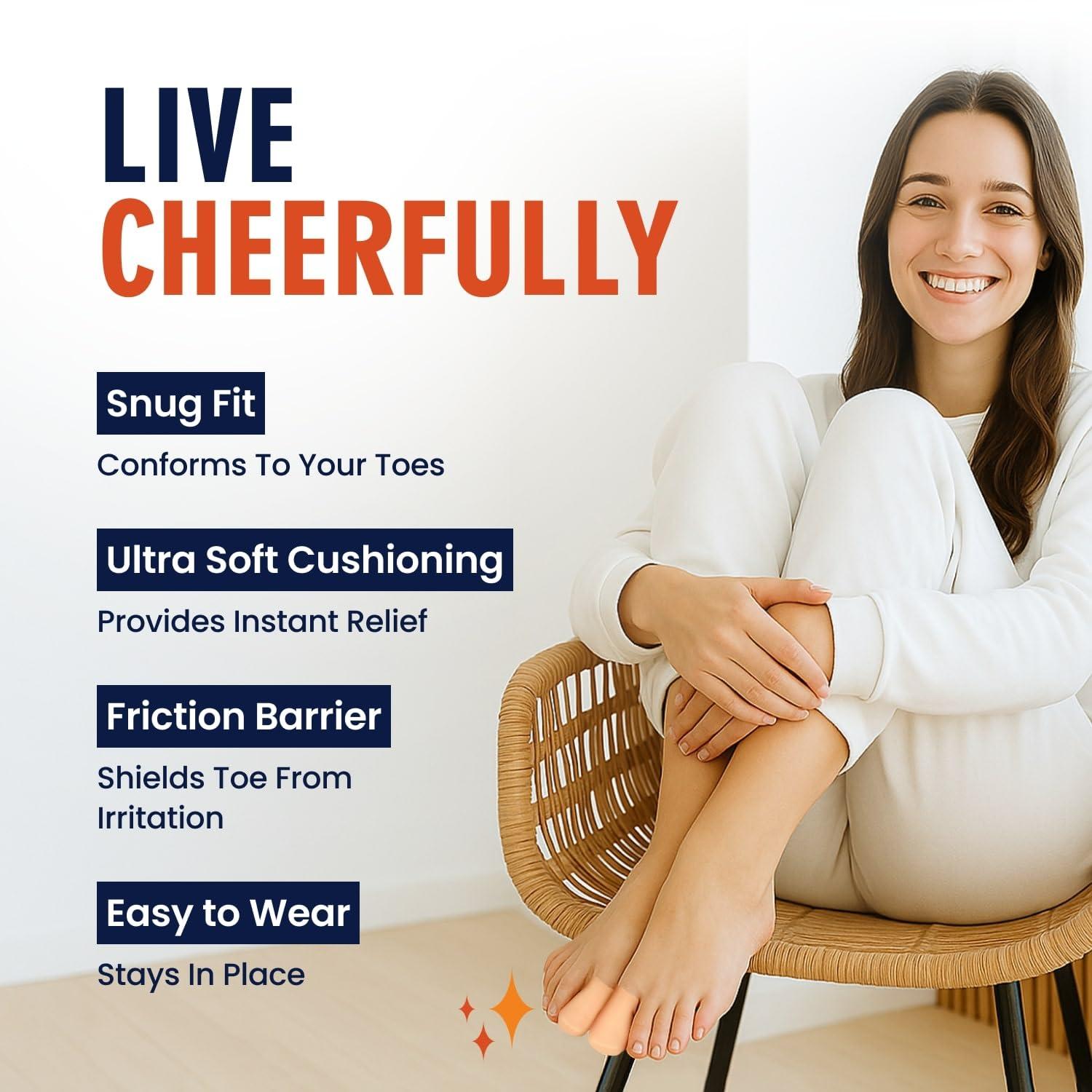 Dr. Frederick\'s Original Dr. Frederick\'s Original Gel Toe Protectors for Men & Women - 12 ct - Toe Caps for Foot Pain Relief - Flexible Cushions for Ingrown Toenails, Corns, Calluses, Blisters, and Comfort -Beige - Large