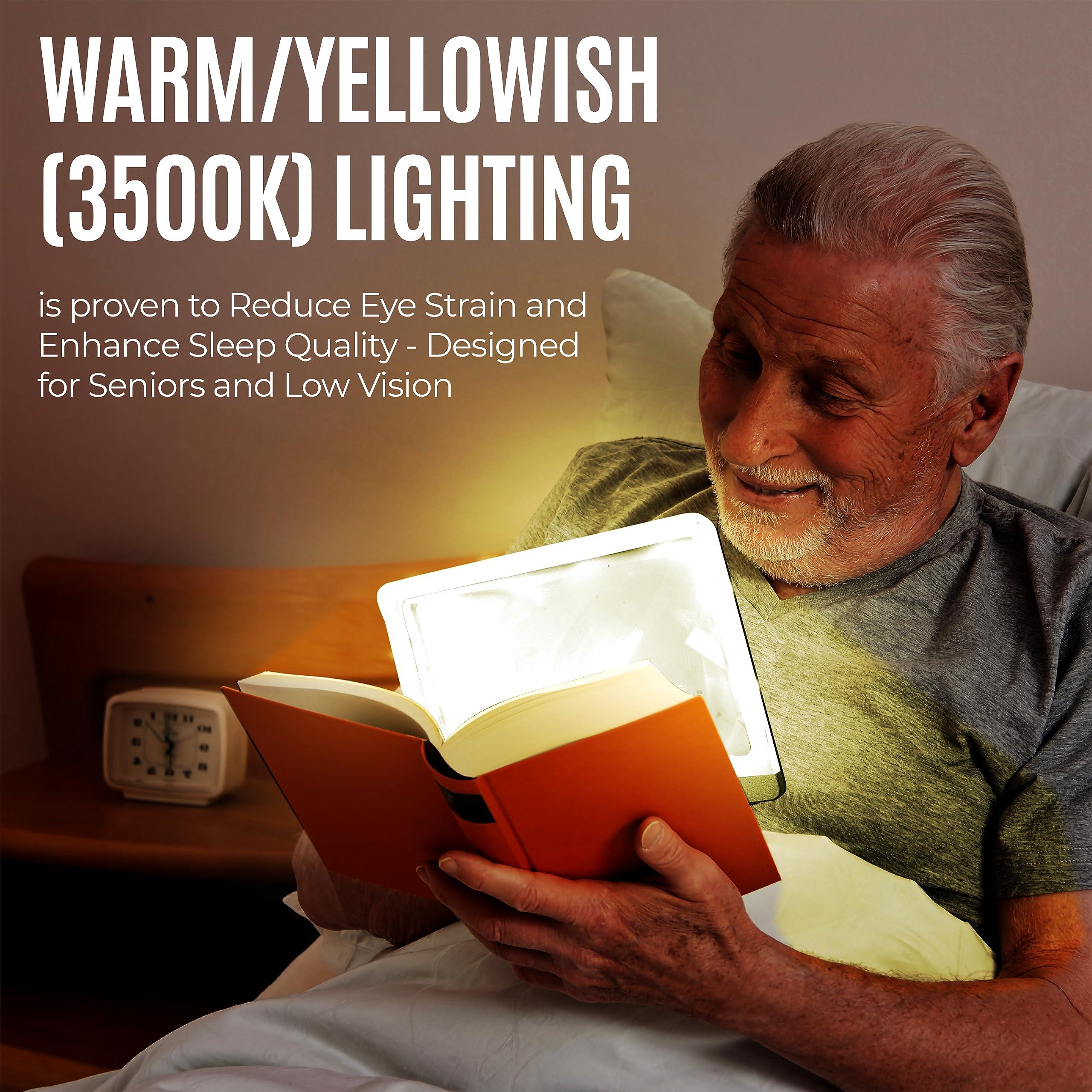 MagniPros See Things Differently MagniPros 5X Rechargeable Large Ultra Bright LED Page Magnifier with Anti-Glare Lens & 3 Fully Dimmable Light Modes, Relieve Eye Strain- Ideal for Reading Small Prints, Low Vision, Seniors