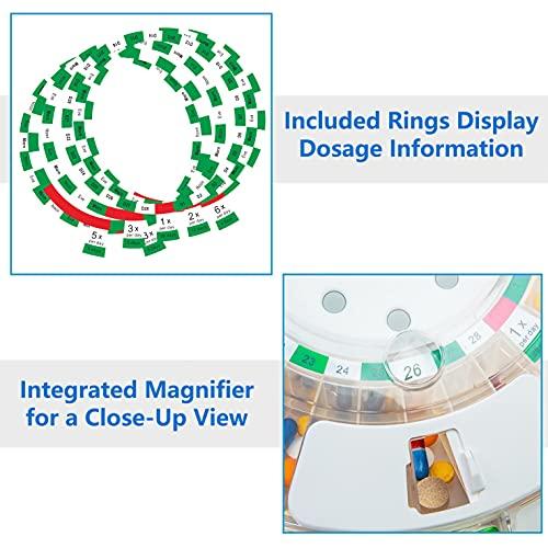 EziLife EZILIFE Automatic Pill Dispenser with Flashing Light, Sound, Alarm and Safety Lock, 28-Day Electronic Medication Organizer Dispense Vitamins and Tablets Up 6 Times/Day Easy Read Display (Frosted)