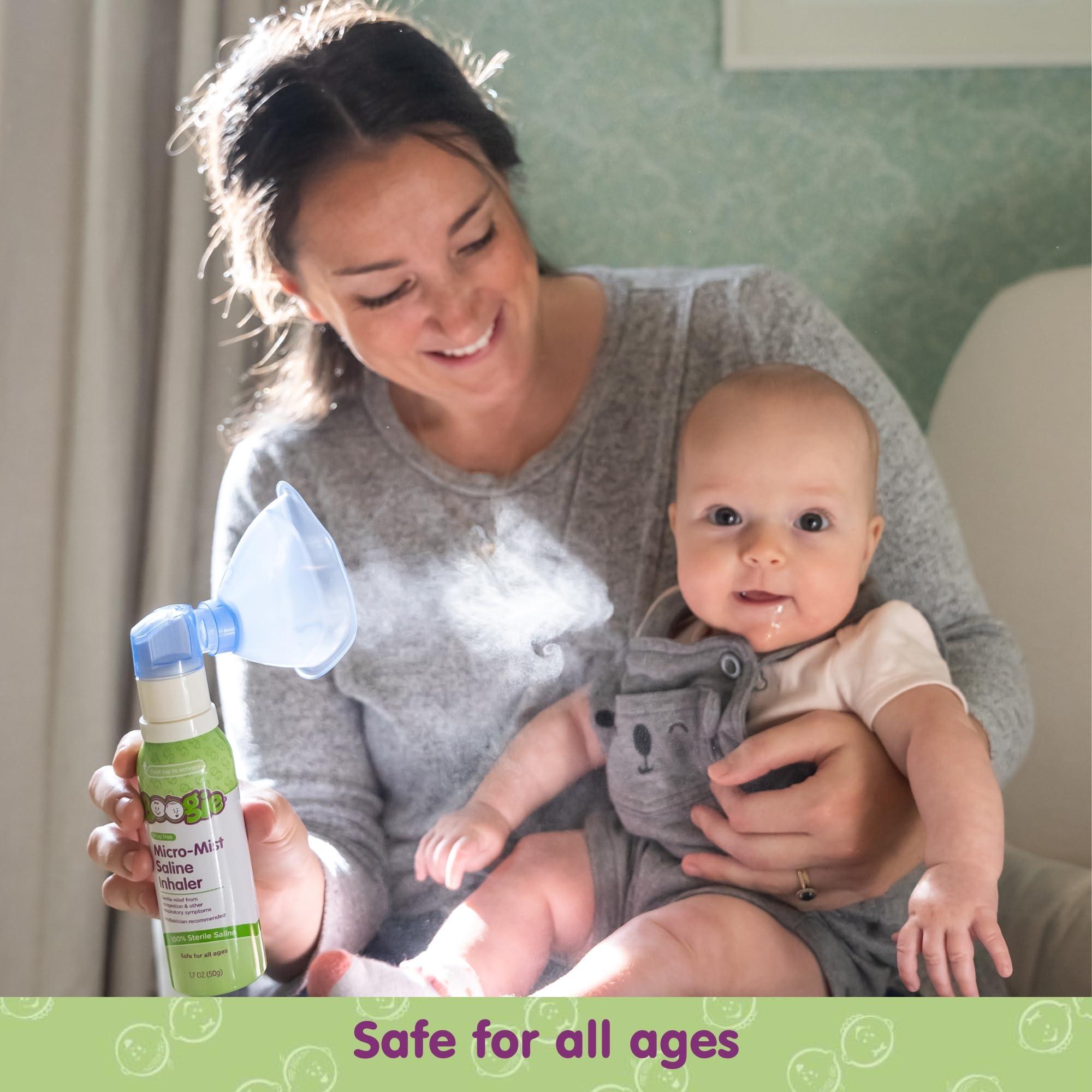 Boogie Boogie Micro-Mist Saline Inhaler, Baby Nose Congestion Relief, Nasal Spray for Kids, Pediatrician Recommended, HSA/FSA Eligible, Unscented, 1.7 oz (Pack of 1)