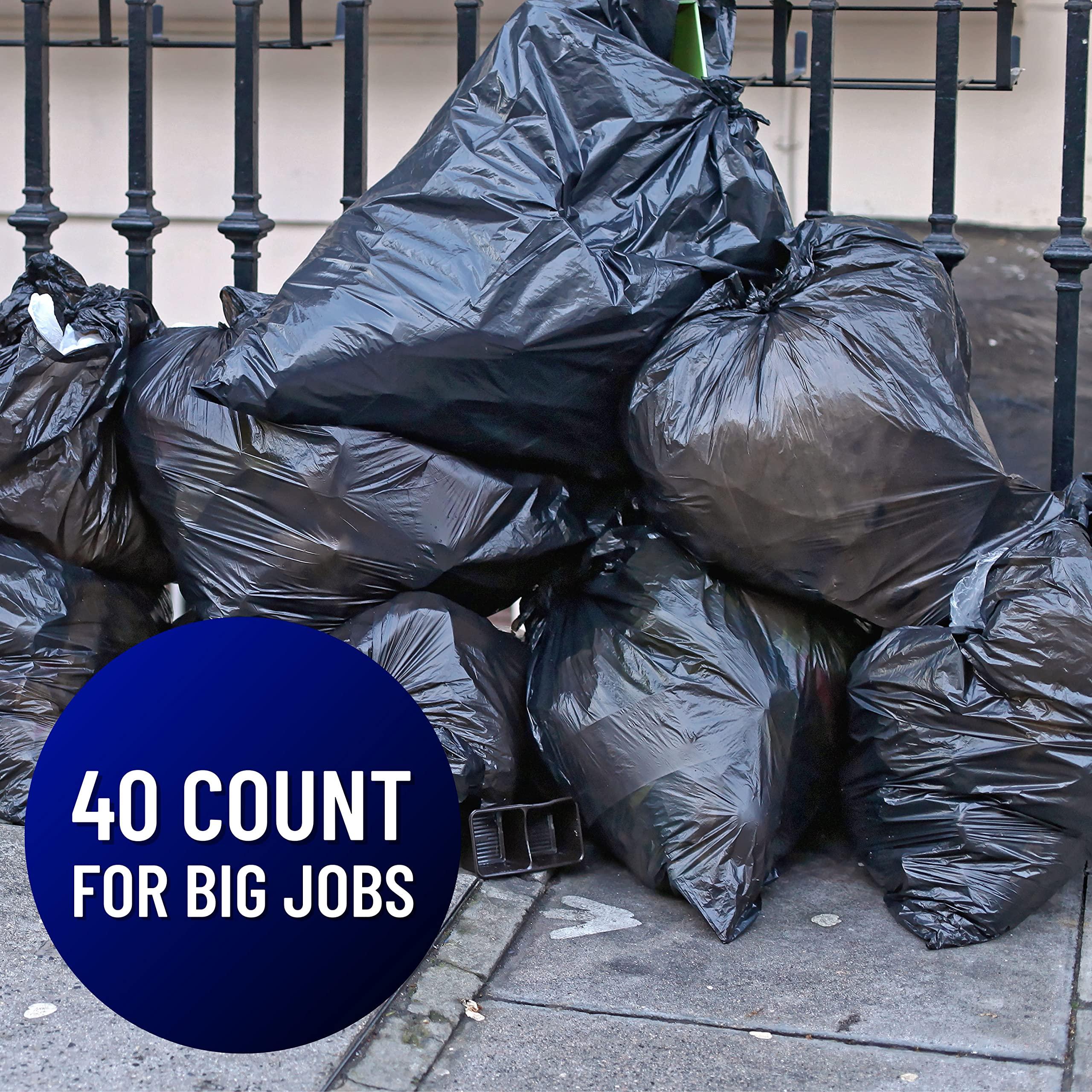 C-Town Plastics Contractor Construction Garbage Bags - Large Black Trash for Construction, Moving, Cleaning Heavy Duty 3 Mil Thick Plastic Bag 42 Gallon, 32x50'', 40 Count (Pack of 1) (ContractBags4240ct)