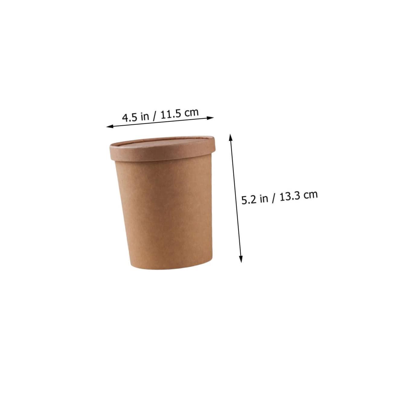 Hemoton Hemoton 25 Pack 32 oz Kraft Paper Cups with Lids- Disposable Soup Containers with Lids Ice Cream Cups with Lids- Microwavable and Freezer (25Cups& 25 Lids)
