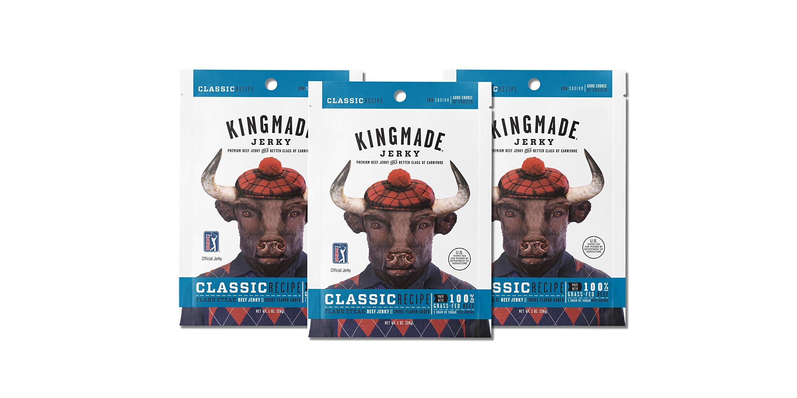 Kingmade Kingmade Beef Jerky Classic Premium Grass Fed Flank Steak Cuts, Gluten Free, Low Sugar & Low Sodium, No MSG Added, Natural Protein Snacks with No Nitrates & Nitrites (3 Pack)
