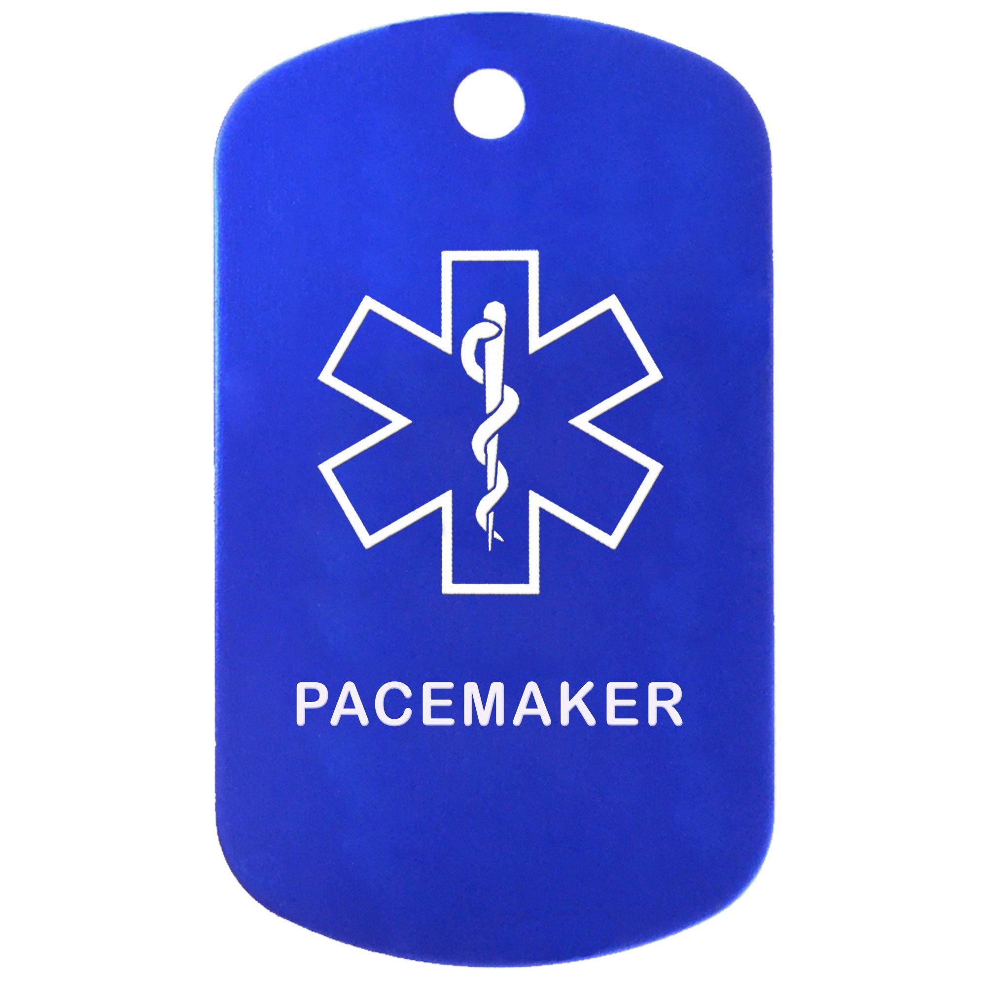 Goods For Giving Pacemaker Medical Alert ID Necklace with Blue Tag, Red Silencer, and 30\'\' USA Chain - 154 Color Choices