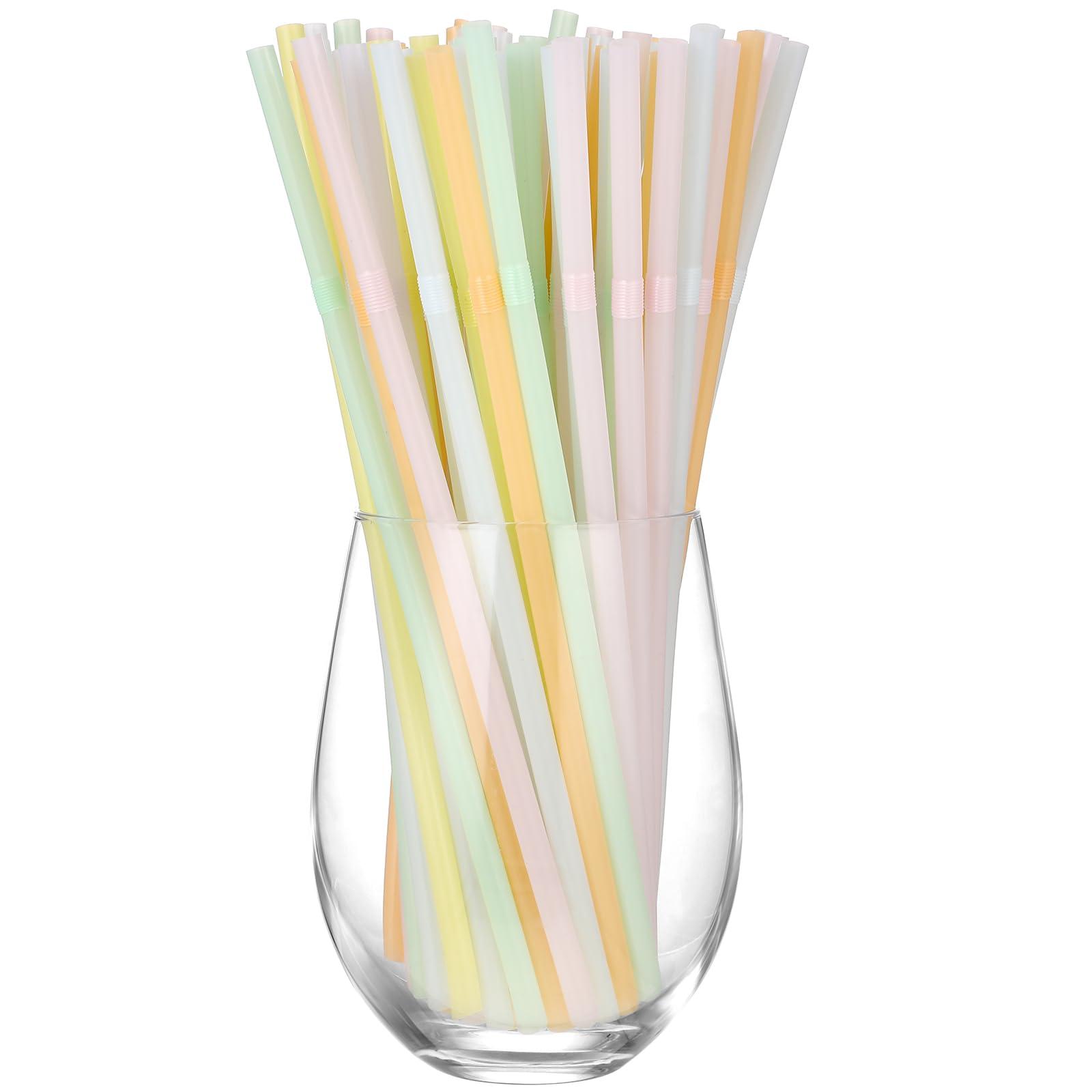 Patelai Patelai 15 Packs Plastic Straws Bulk Colorful Disposable Bendy Straws 7.87 Inch Long Flexible Drinking Straws for Party Decorations, 6 Macaron Colors