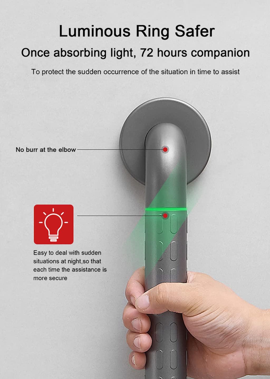 NAIAWAN NAIAWAN 304 Stainless Steel Vertical Angle Bathroom Grab Bar,L-Shaped Adjustable Bath Grips for Elderly Handicap Pregnant,Dark Grey Toilet Safety Assist Device(Size:40 * 60cm,Color:Dark Grey)