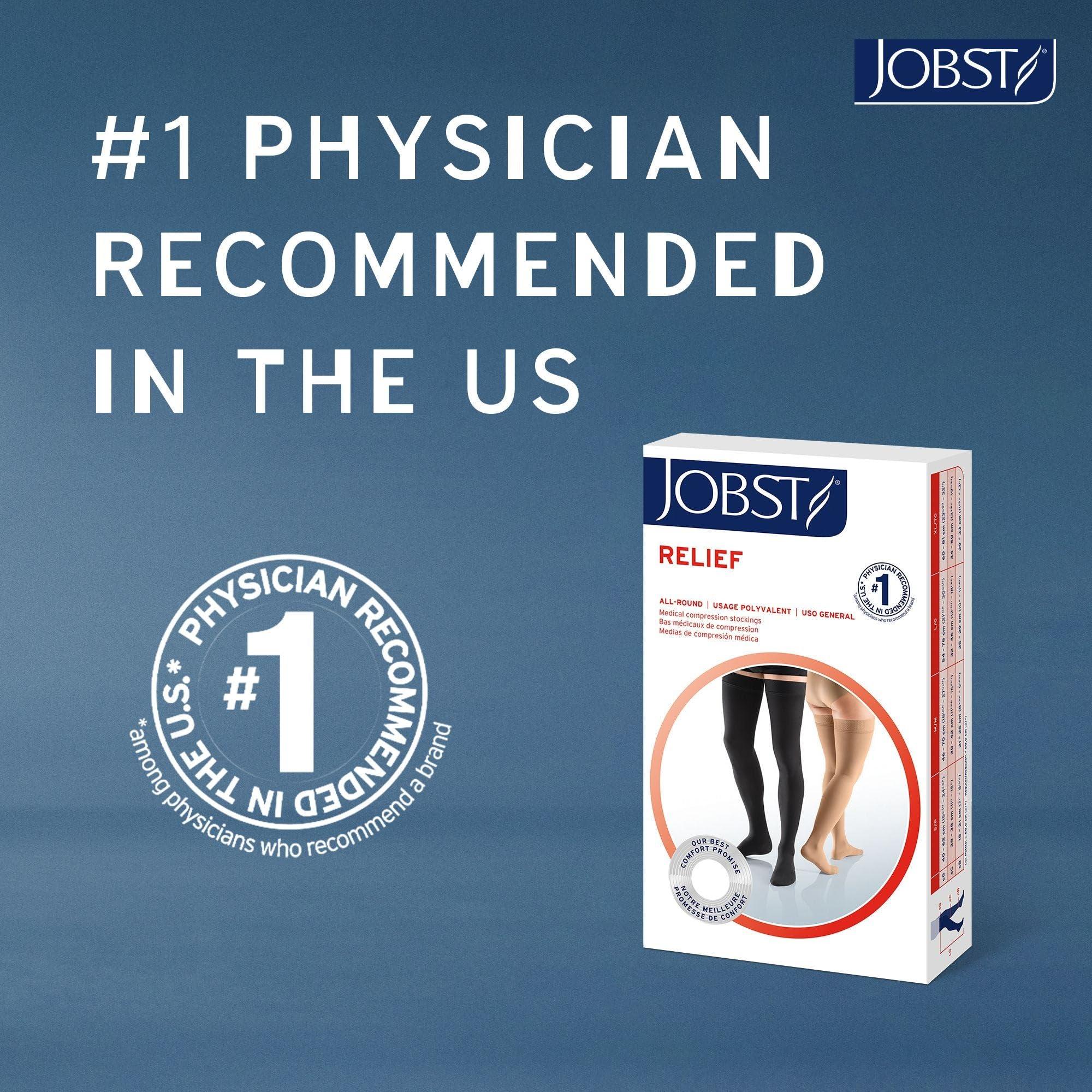 JOBST JOBST Relief 30-40 mmHg Compression Stockings, Waist High Pantyhose, Open Toe | Compression Socks for Women/ Men for Tired, Aching or Swollen Legs, Minor Varicosities | Beige, Medium