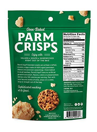 Parmcrisps ParmCrisps – Jalapeno Cheese Parm Crisps, Made Simply with 100% REAL Cheese | Healthy Keto Snacks, Low Carb, High Protein, Gluten Free, Oven Baked, Keto-Friendly | 1.75 Oz (Pack of 12)