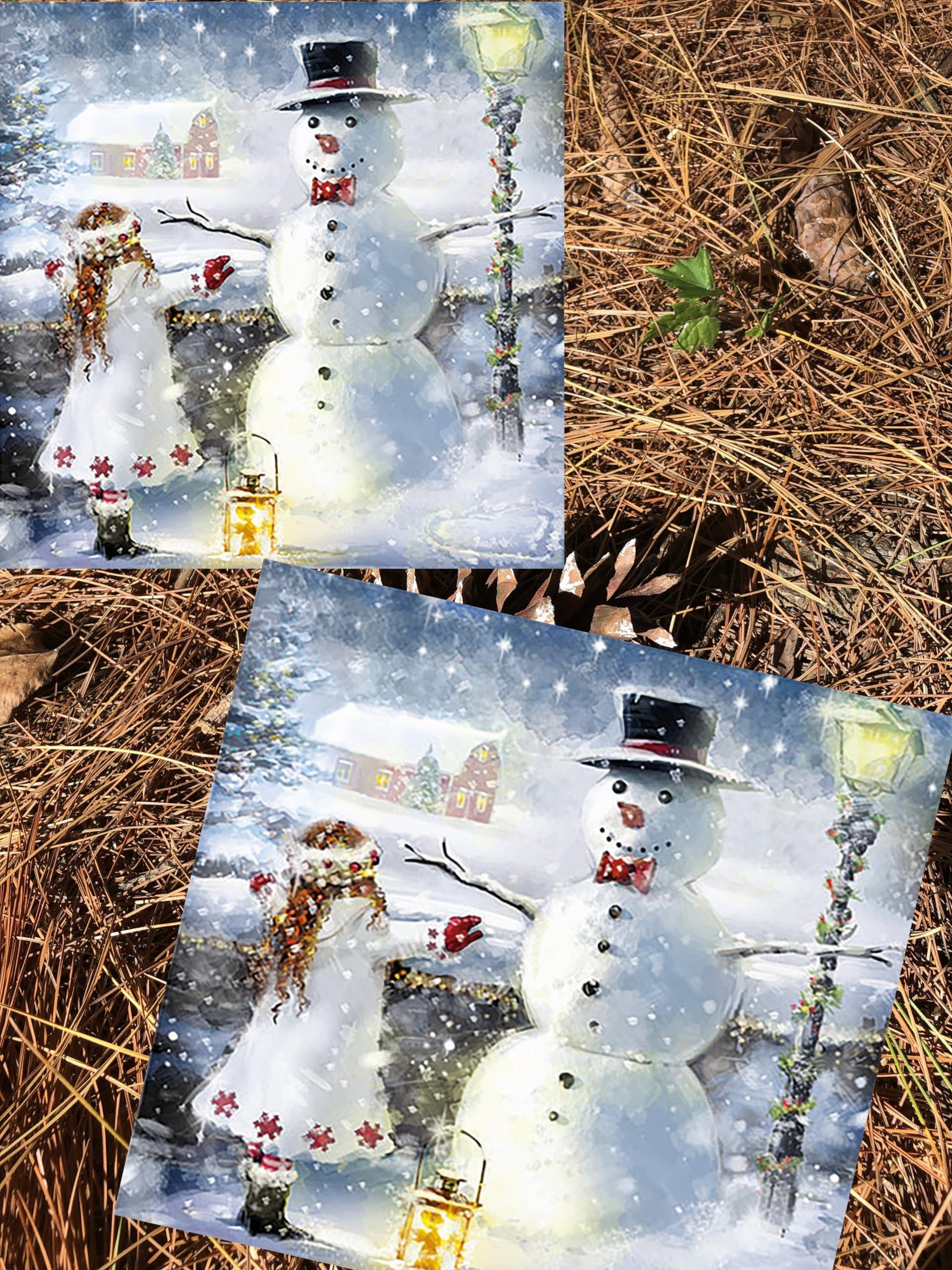 Generic 20-ct 13x13 Christmas Napkins for Decoupage Snowman Napkins Christmas Paper Napkins Christmas Napkins Paper Beautiful Winter Napkins Christmas Cocktail Napkins for Kids Embrace Cute Girl Napkins