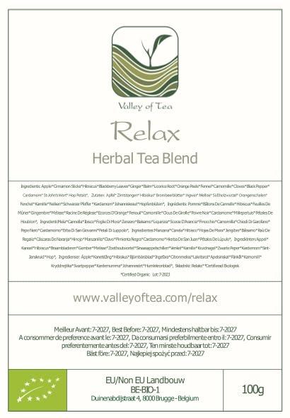 Valley of Tea Relaxing Organic Tea Chamomile Blend - Soothes Anxiety and Relieves Stress - Relaxing the Nerves - Calming Camomille Loose Leaf Blend - Camomille Teas Camameal Tea Camimile Camomile Herb 100g