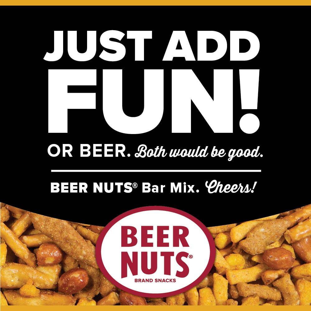 BEER NUTS BEER NUTS Original Bar Mix - Pretzels, Cheese Stix, Sesame Stix, Insane Grain - Beer Bottle Bags 12 Pack Box - 1.125oz Individual Bags
