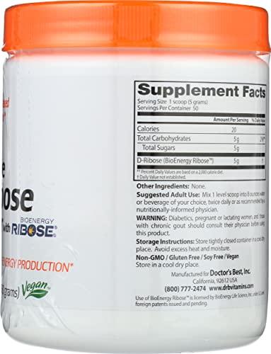 Doctor\'s BEST Doctors Best Best D-Ribose Powder with BioEnergy Ribose, Non-GMO, Vegan, 250 Grams (Pack of 1)