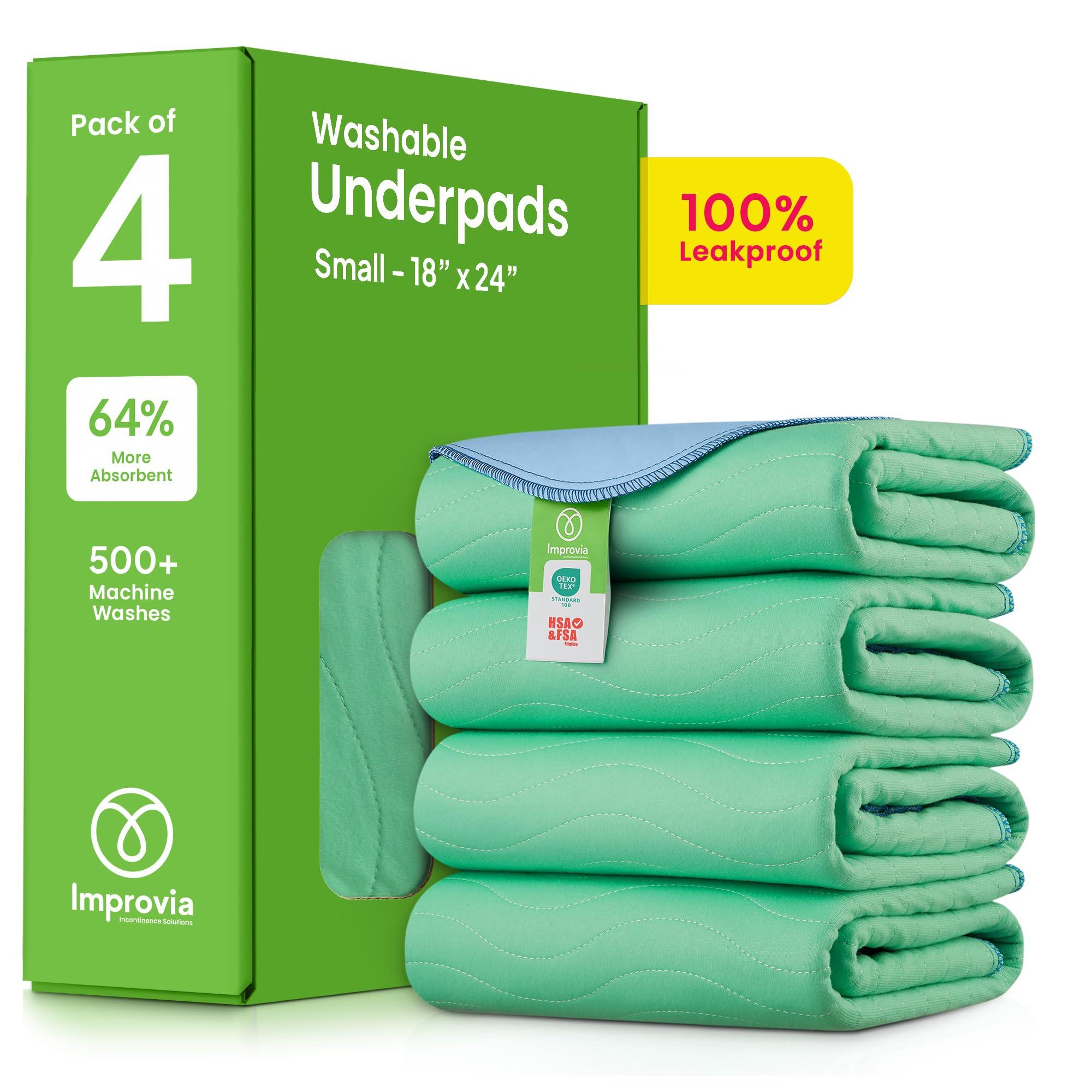 IMPROVIA IMPROVIA Washable Underpads, 18\" x 24\" (Pack of 3) - Heavy Absorbency Reusable Incontinence Pads for Kids, Adults, Elderly, and Pets - Waterproof Protective Pad for Bed, Couch, Sofa, Furniture, Floor