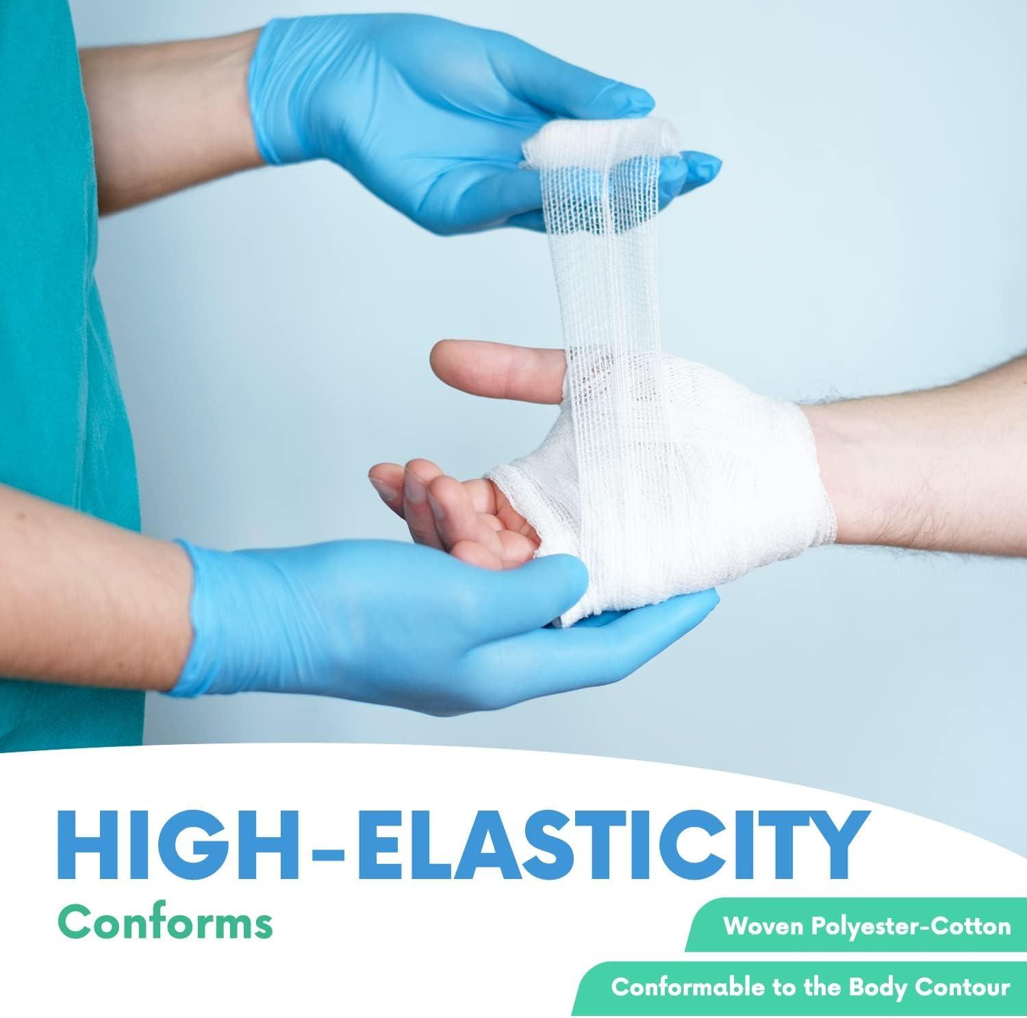 Healqu HEALQU Premium Gauze Rolls - 2 x 4.1 Yards - 24 Rolls, Individually Wrapped Conforming Stretch Gauze Bandage - Super Soft Woven Stretch Gauze Bandages for Primary Wound Dressing Support