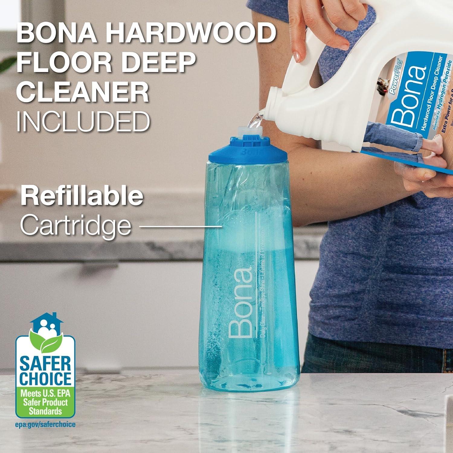 Bona Bona PowerPlus Premium Motion Spray Mop for Hardwood Floors - Includes PowerPlus Hardwood Floor Cleaning Solution and PowerPlus Microfiber Cleaning Pad - Vibrating Spray Mop for Wood Floors