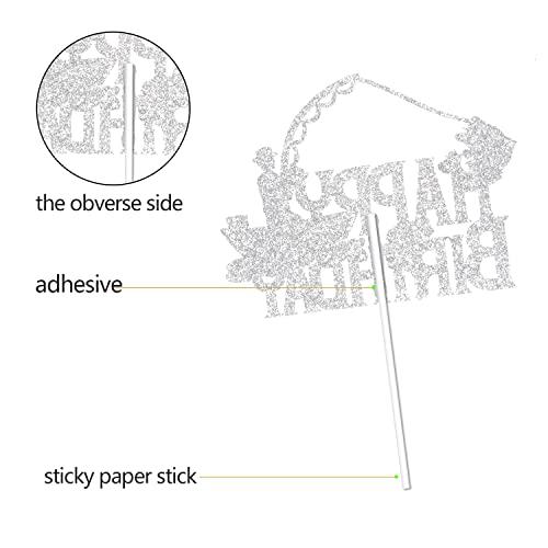 Caiwowo Gone Fishing Happy Birthday Cake Topper - Happy Retirement 50th 60th Birthday Party Glitter Cake Topper For Men - Happy Father's Day Fishing Themed Party Decorations