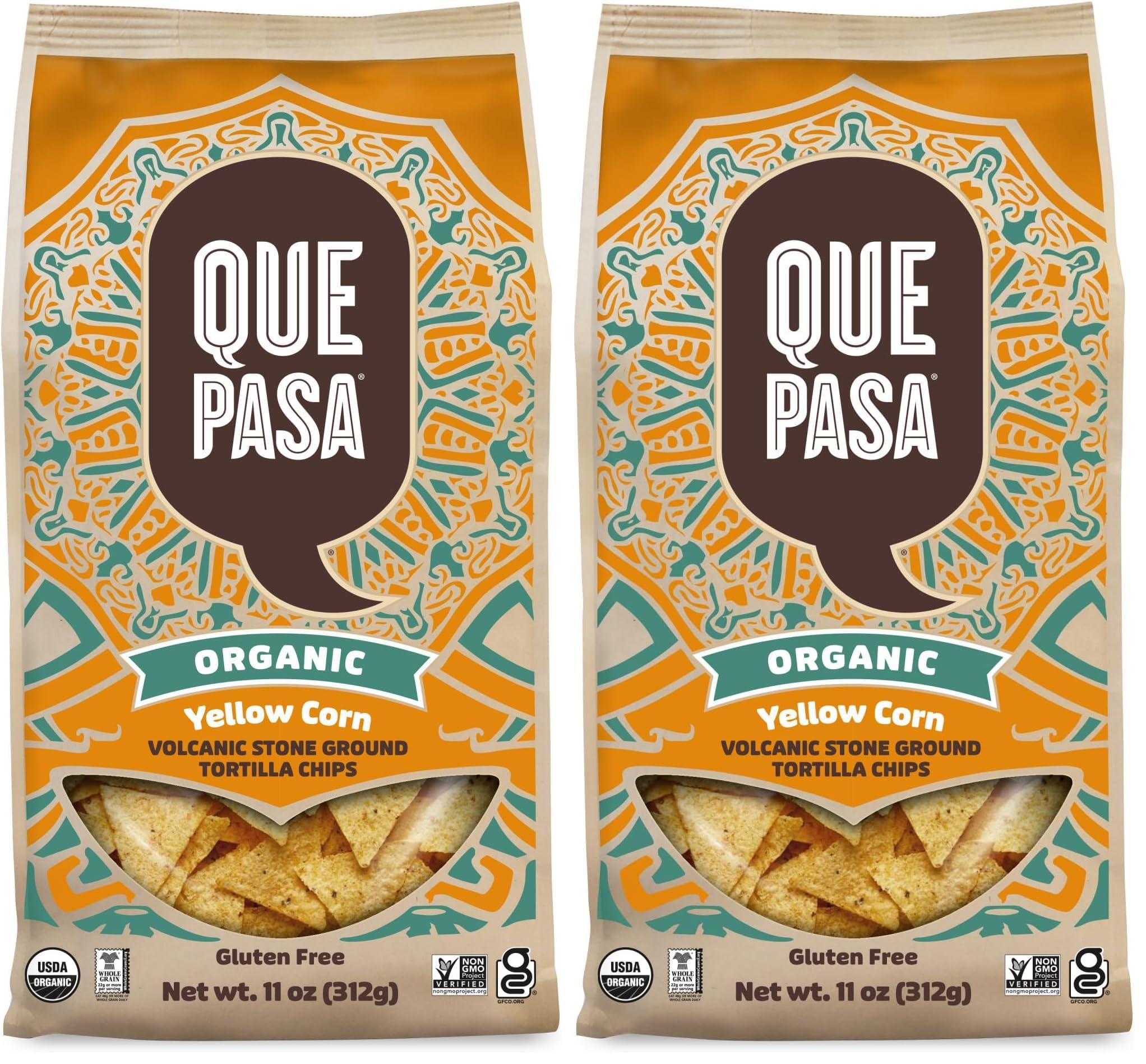 Que Pasa QUE PASA Organic Yellow Corn Tortilla Chips, 11 OZ (Pack of 2)