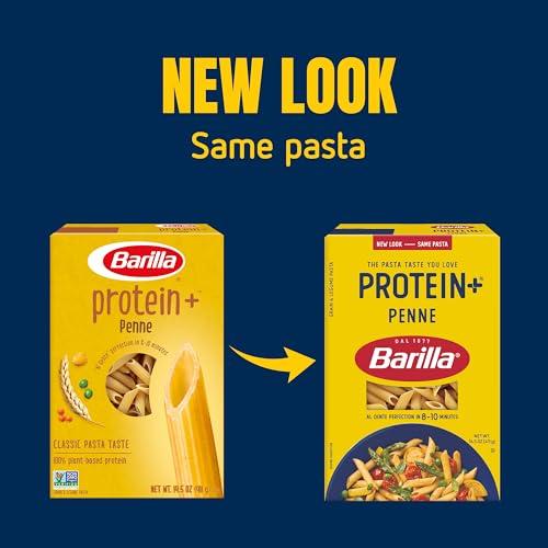 Barilla BARILLA Protein+ (Plus) Penne Pasta, 14.5 Ounce (Pack of 8) - plant based pasta - Made from Lentils, Chickpeas & Peas - Non-GMO, Kosher Certified and Vegan