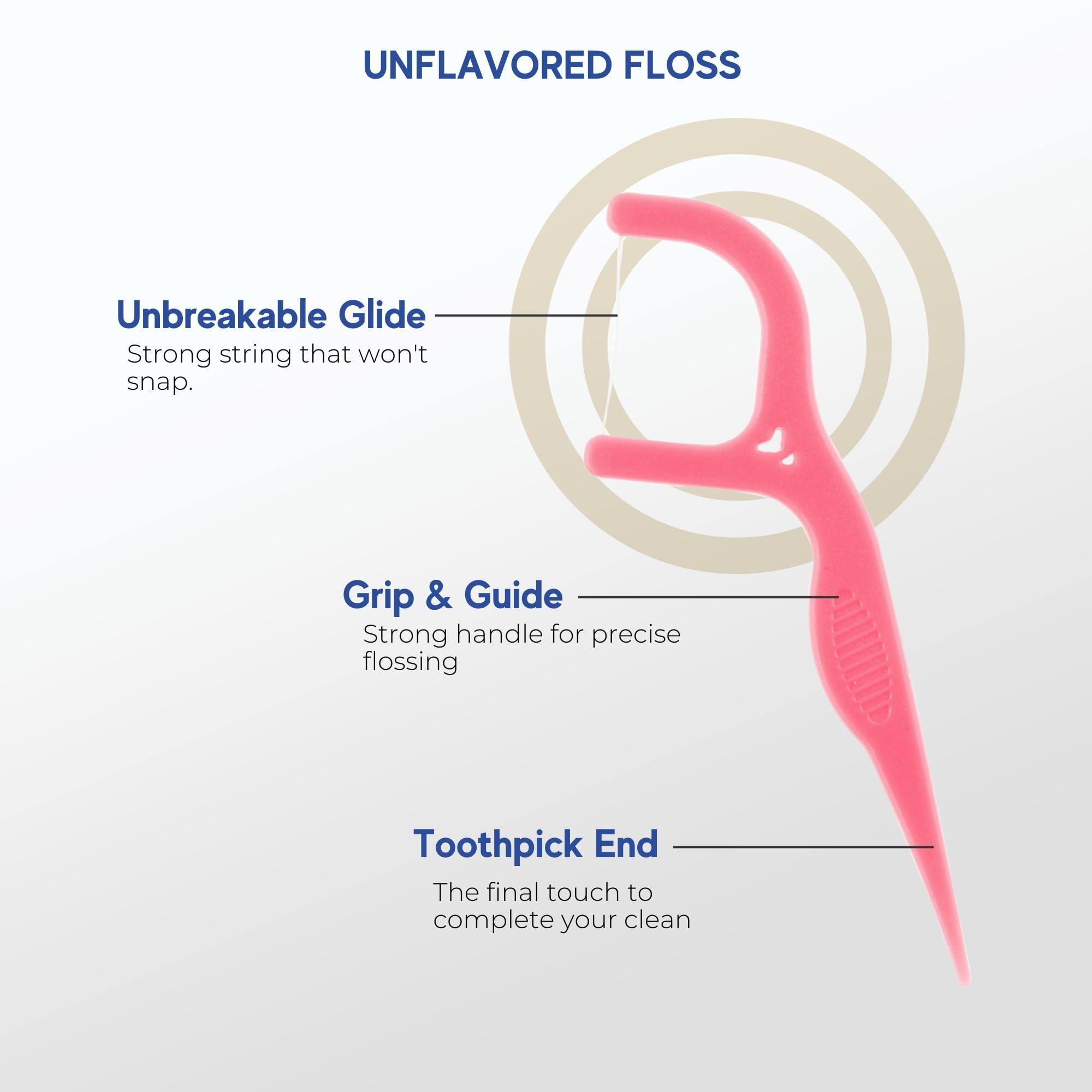 Avistar 150 Individually Wrapped Floss Picks - Pink Travel Floss Picks - Easy Grip Disposable Floss Picks - Dental Flossers for Teeth - Gently Removes Plaque & Food Particles Between Teeth