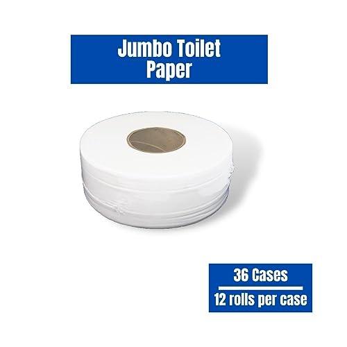 PackagingSuppliesByMail Jumbo Commercial Toilet Paper Rolls, Large Industrial Rolls Compatible with Universal Dispensers, 1000 Feet per Roll, 432 Rolls [Full Pallet]
