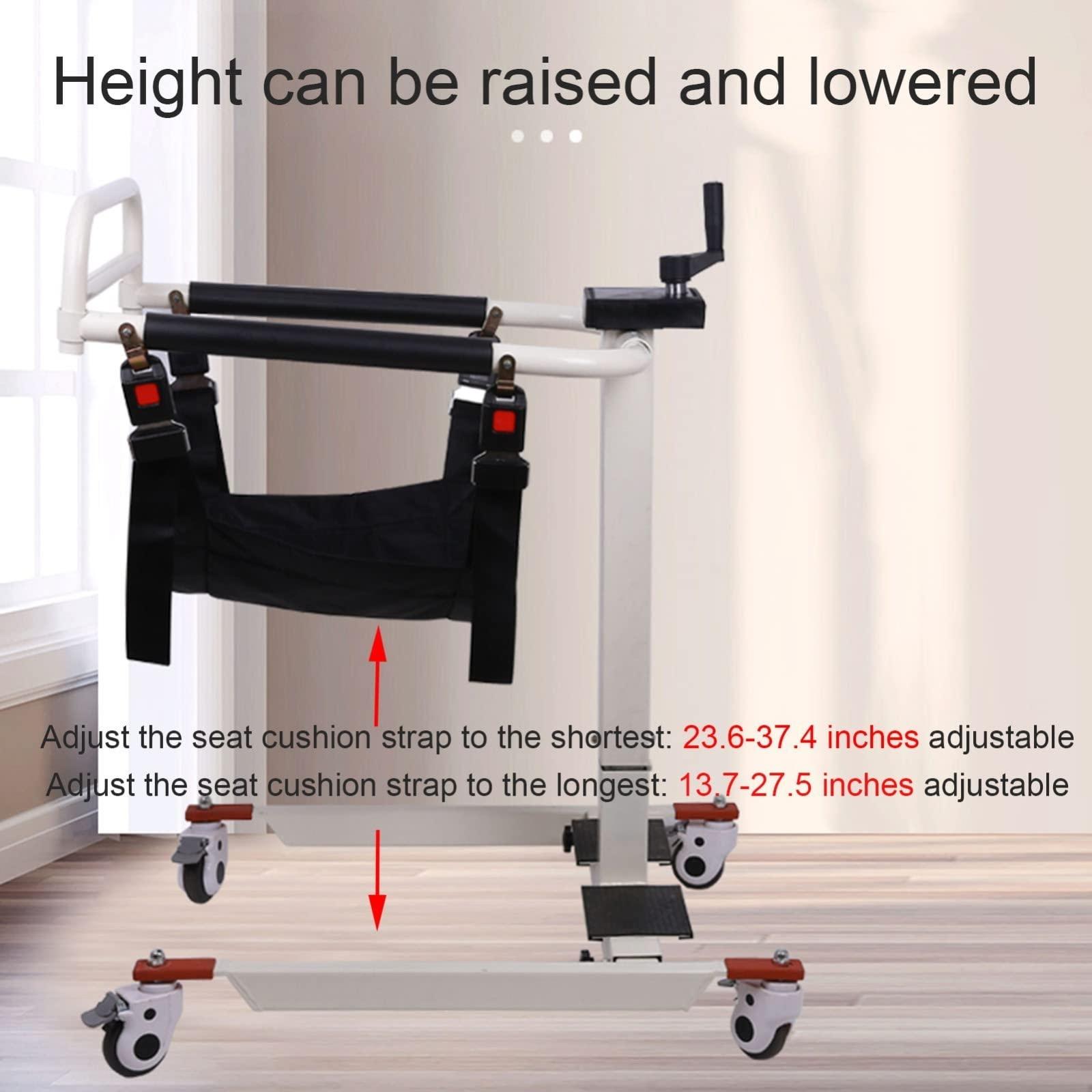 BNDDUP Patient Transfer Chair, Portable Patient Lift Wheelchair for Home, Bathroom Shower Chair Patient Transfer Aid with 2 Seat Cushions,for Elderly Handicapped, 275 lbs