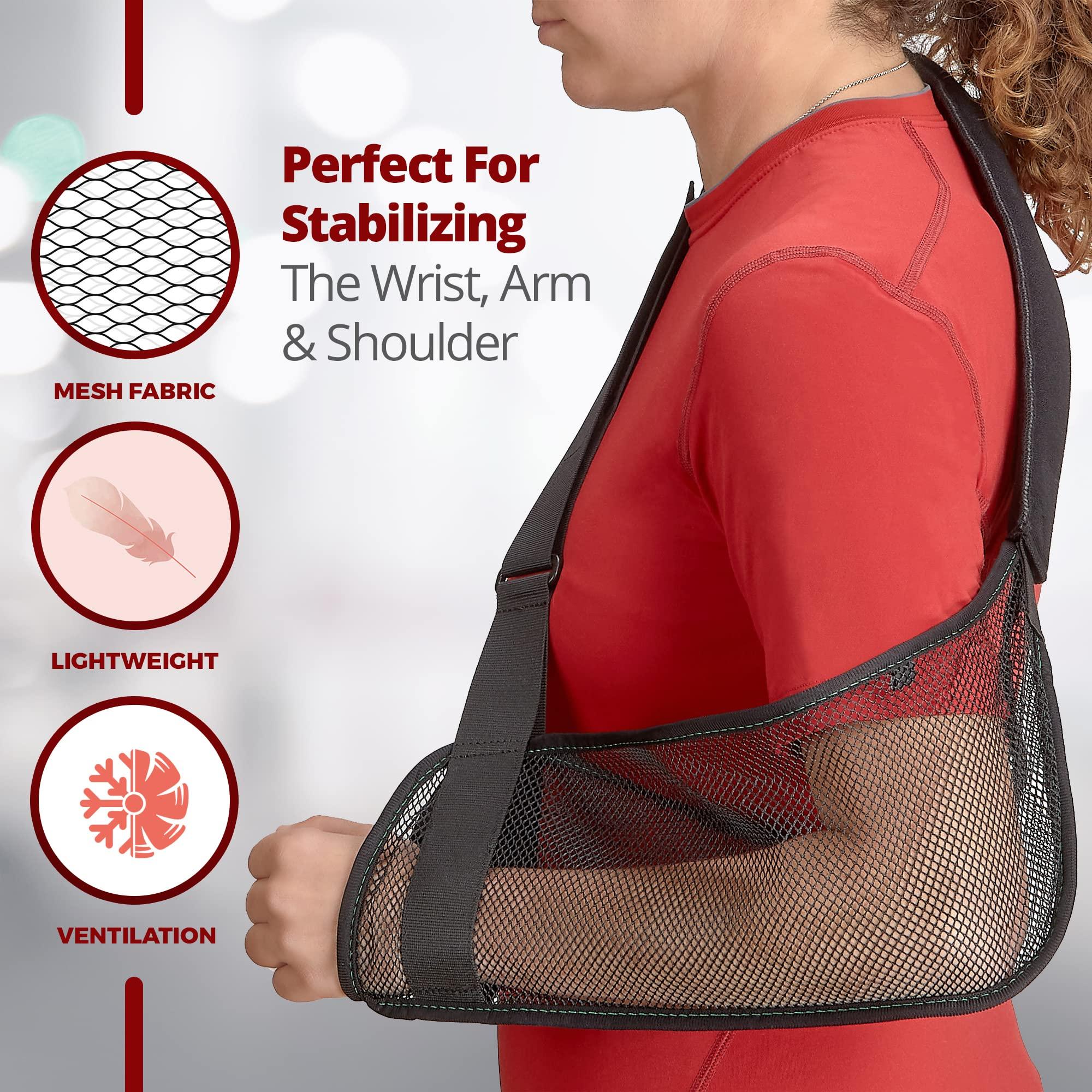MEDca Mesh Arm Shoulder Sling - Shoulder Immobilizer for Shower - Adjustable Arm Brace Support for Rotator Cuff, Elbow and Other Injury Right/Left & Splint Elevation Support for Men and Women