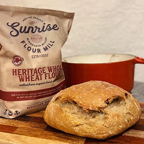 Sunrise Flour Mill Sunrise Flour Mill Organic Heritage Whole Wheat Flour - 2.5 lbs | Milled & Shipped within 10 Days | Easier to Digest with Less Bloating | No Bleaching or Bromating | Zero Additives