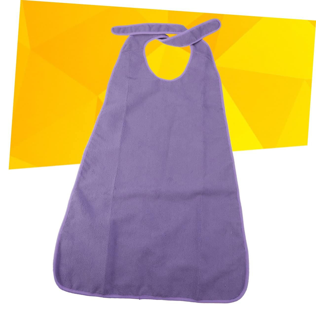 Ipetboom Ipetboom Waterproof Washable Adult Bibs Elderly Mealtime Protector Cloth Bibs Tie-back for Disabled Purple AB-241P