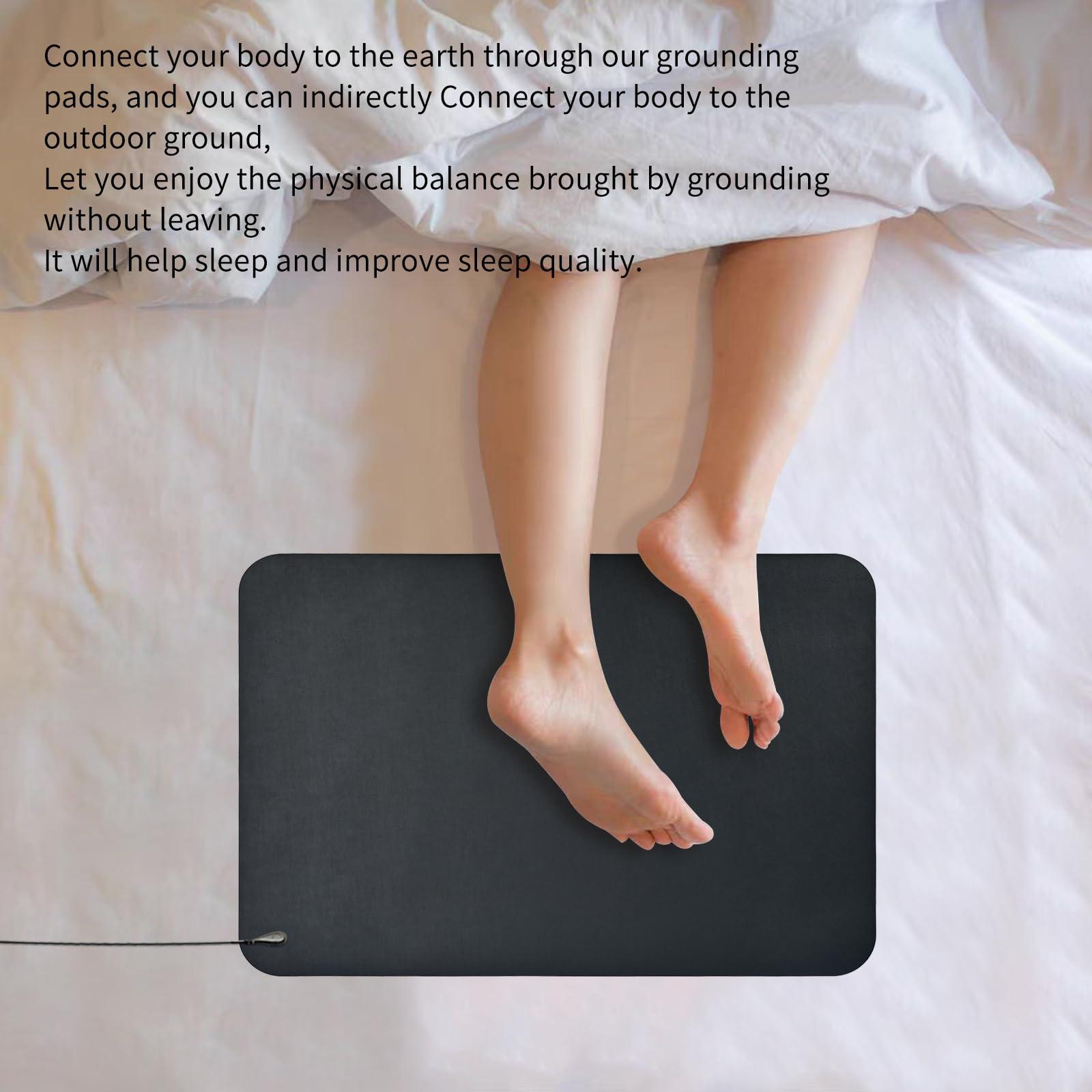 HRSDZKJ Grounding Mat for Sleep,Healthy Grounding Energy with Grounding Wristband and 15ft Straight Cord, Reduce Inflammation, Improve Sleep and Helps with Anxiety (24x16 Inch)