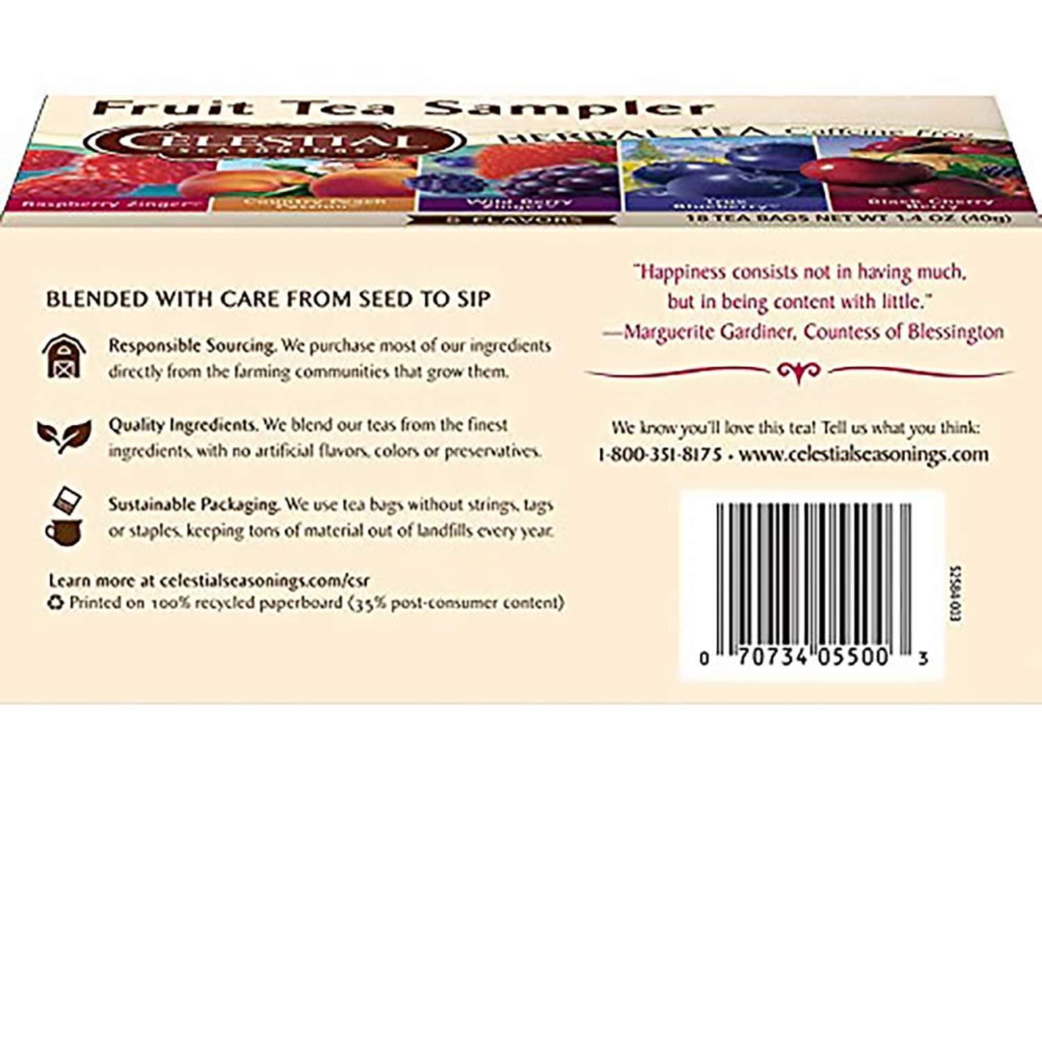 Celestial Seasonings Celestial Seasonings Herbal Tea, Fruit Tea Sampler, 18 Count