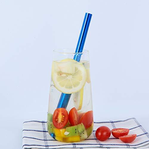 NiceCaTeLe Reusable Metal Boba Straws & Smoothie Straws 50Pack.NiceCaTeLe 0.5" Wide Blue Jumbo Stainless Steel Fat Straws in Bulk for Bubble Tea/Tapioca Pearl, Milkshakes, Smoothies, Jumbo Drinks (Blue)