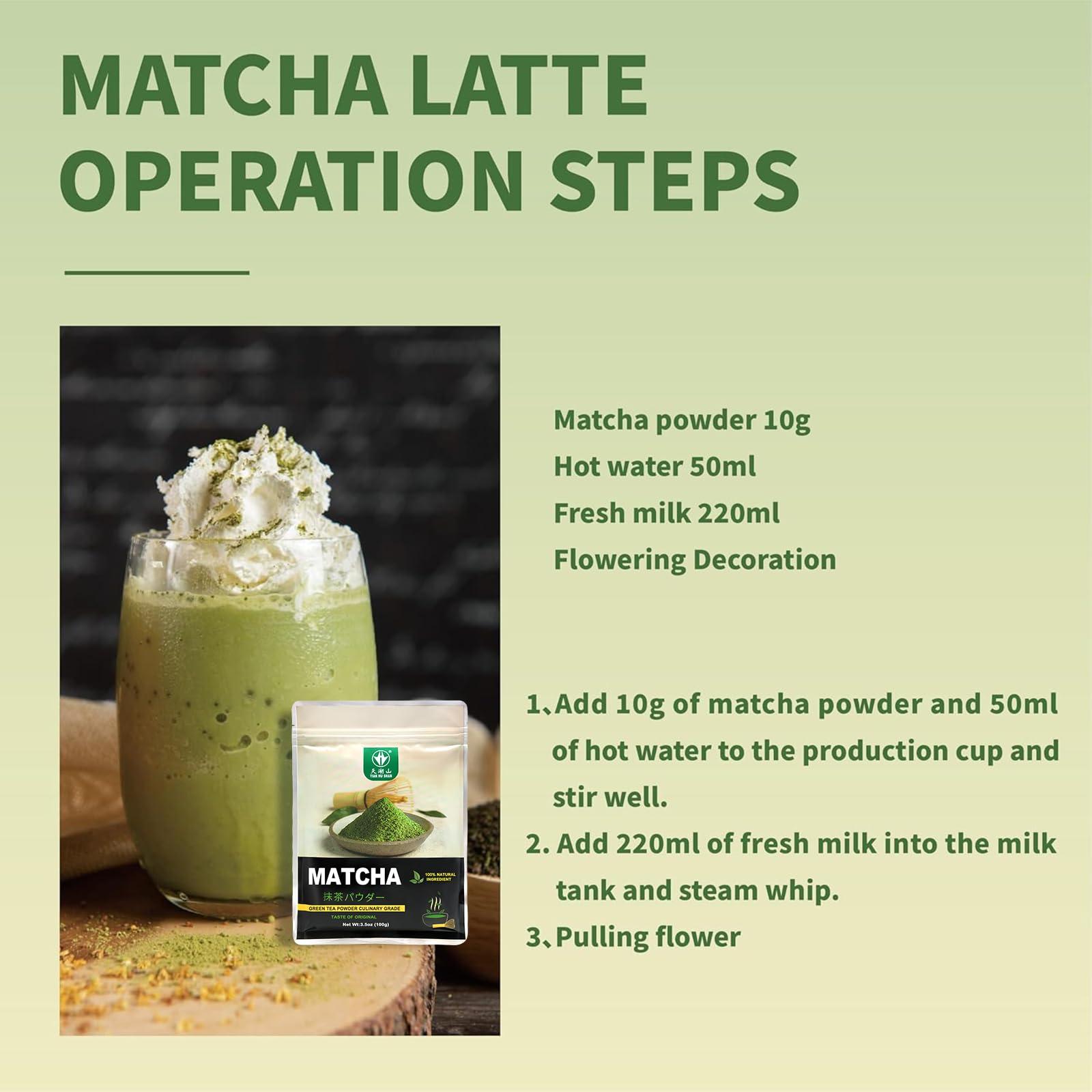 Tian Hu Shan TIAN HU SHAN Matcha Green Tea Powder 3.5oz/100g, Pure Matcha Powder Culinary Grade Unsweetened for Lattes, Cooking, Baking, Vegan 100% Natural