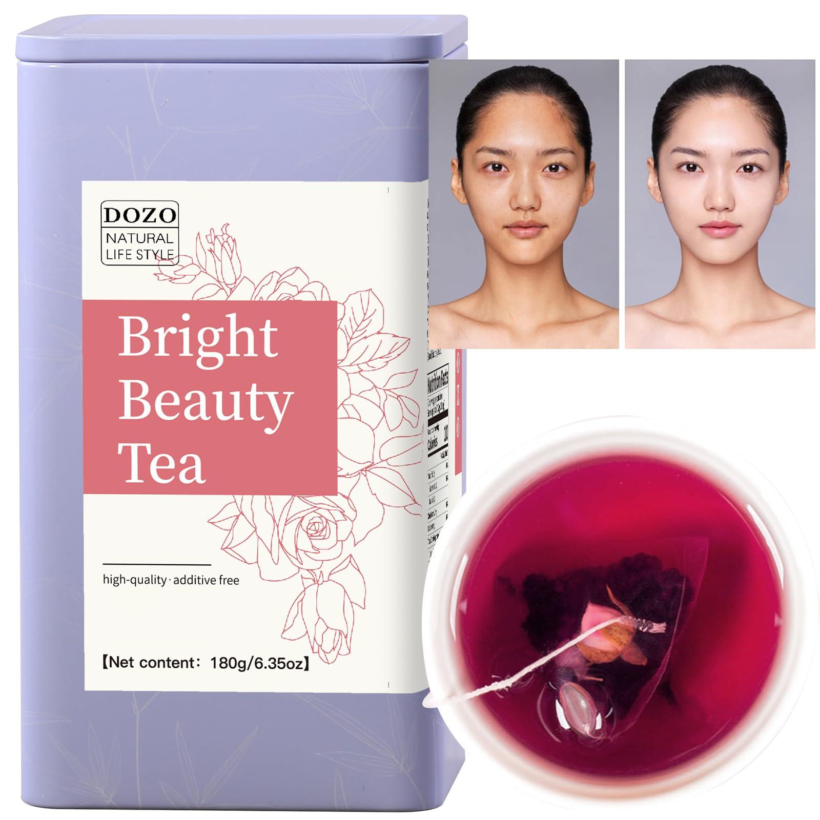 DOZO DOZO Beauty tea Bright Beauty Tea Bags Black Mulberries Rose Black Wolfberry Tea 6.35oz/180g (30bags) Glow Beautiful Flower Tea Mulberry Black Goji Berries Anthocyanin Vegan Health Herbal Tea