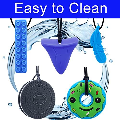GNAWRISHING Chew Necklace by GNAWRISHING, 5 Pieces Sensory Chew Necklaces for Kids with Autism, ADHD, SPD, Chewing, Oral Motor