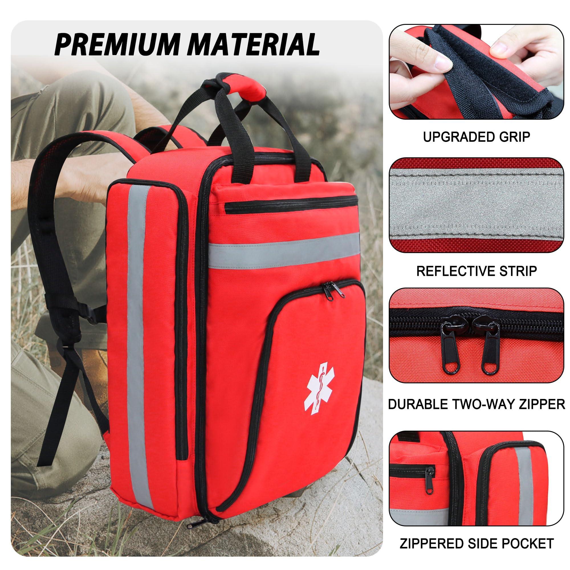 RosinKing First Aid Bag Trauma Backpack Empty Medical Emergency Kits First Responder Bag for Home Health EMT, EMS, Police, Firefighters, Safety Officers