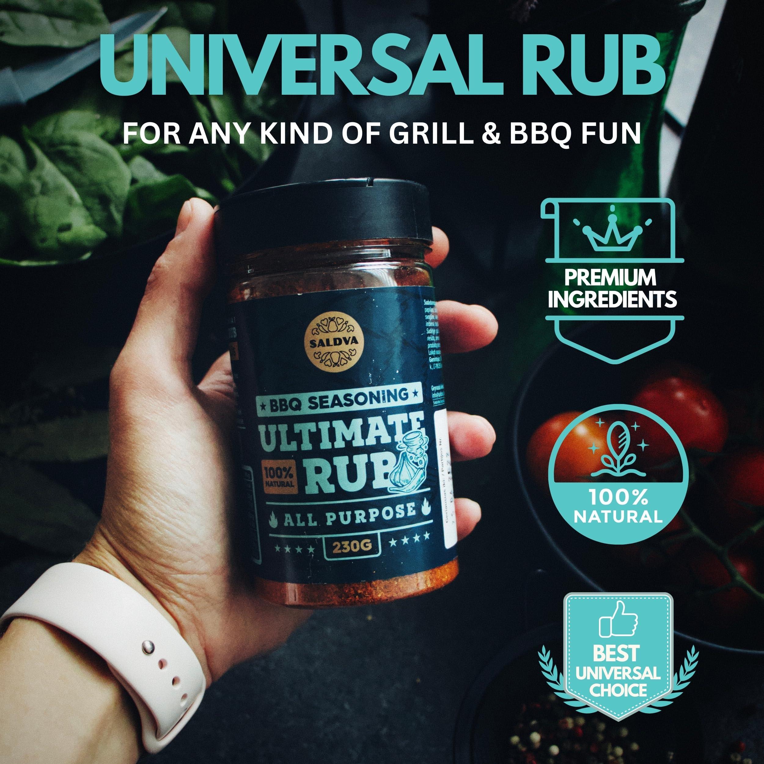 SALDVA Classic Selection of 3 Premium BBQ Rubs - Angel\'s Wings + Smoky Pig + Ultimate Rub - 100% Natural, Large Jars