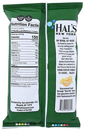 Hal's New York Hal\'s New York Kettle Chips, Jalapeo Kettle Cooked Potato Chips, No Artificial Colors or Flavors, Kosher, Gluten Free, 5 Ounce (Pack of 12)
