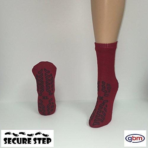 GBM GBM Secure Step Double-Sided Tread Non Slip Safety Socks, 6 Pair (3X-Large, Red)